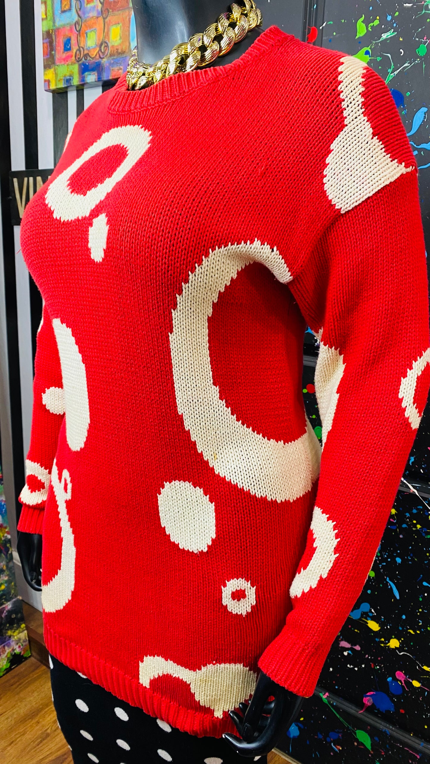 Vintage Red & White Circles Sweater (16)