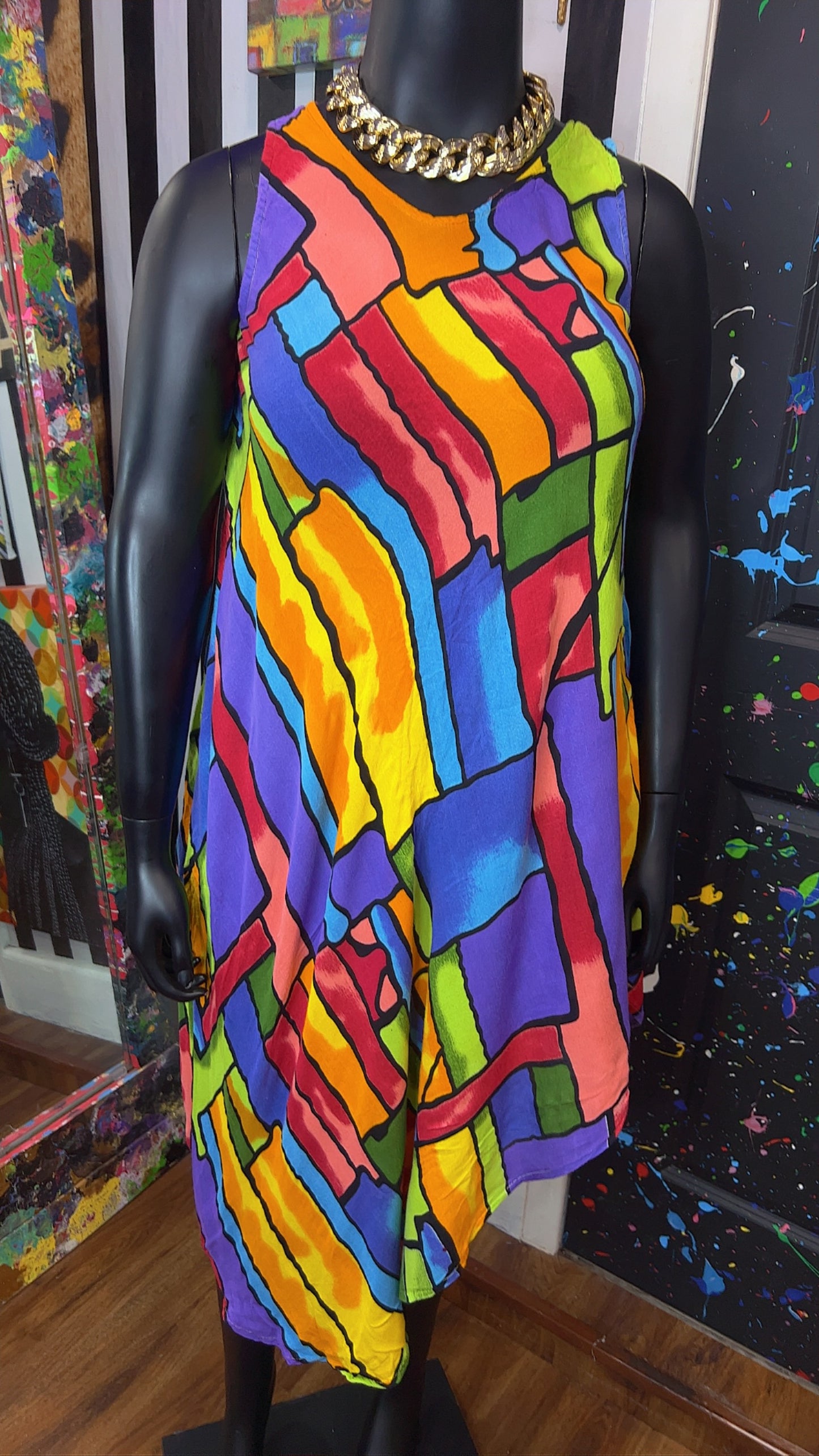 Vintage Rayon Abstact Tunic/Dress (16)