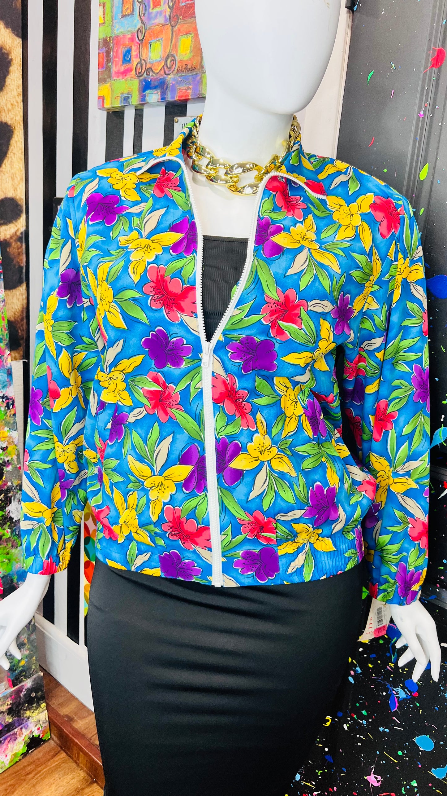 Vintage Deadstock- New w/ Tags Floral Windbreaker Jacket (18)