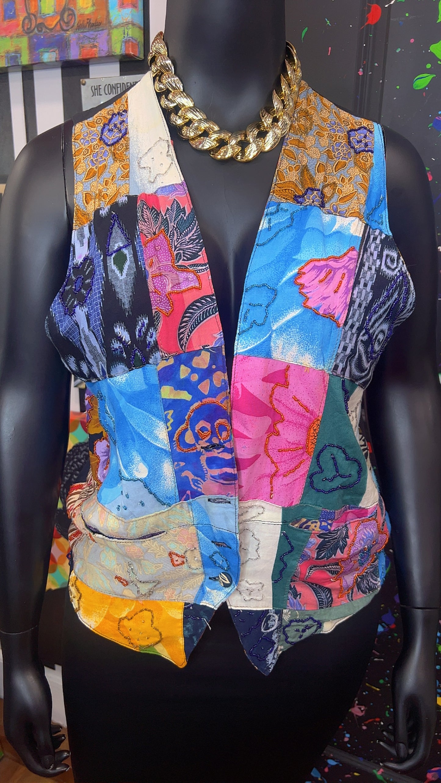 Vintage Reversible Rayon Vest (14)