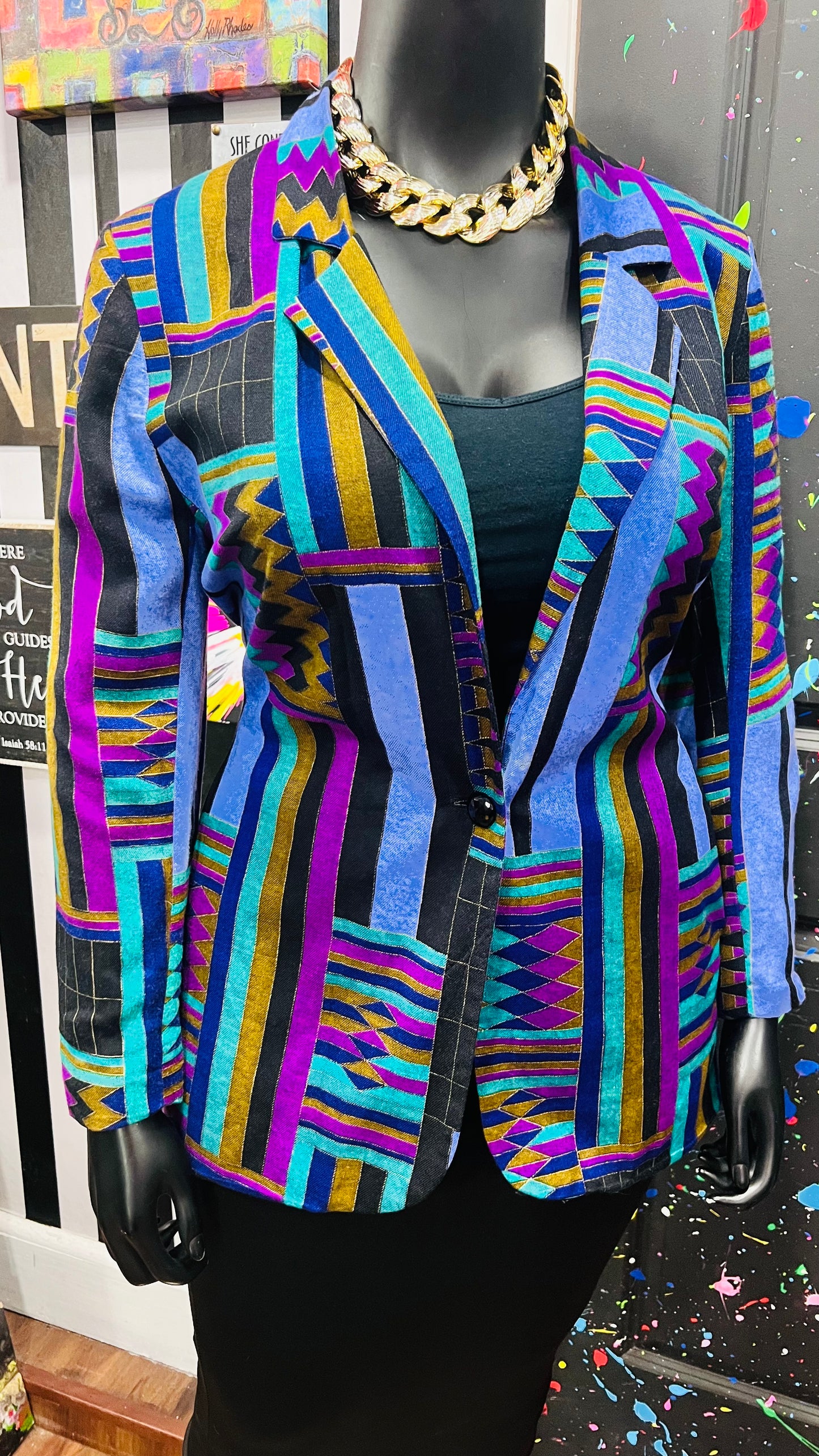 Vintage Tribal Print Blazer (12)