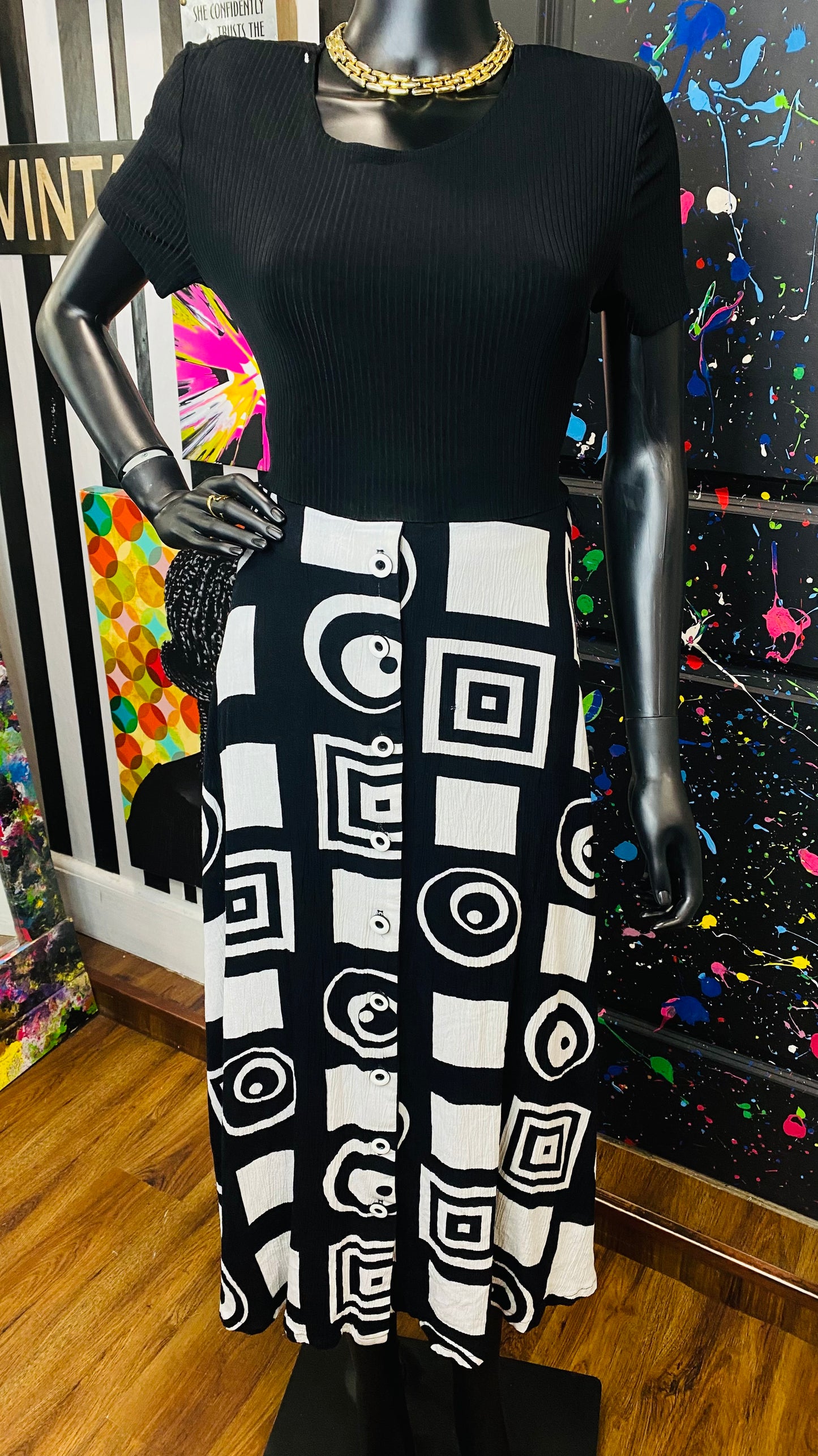 Vintage Cachè Black & White Dress (14)