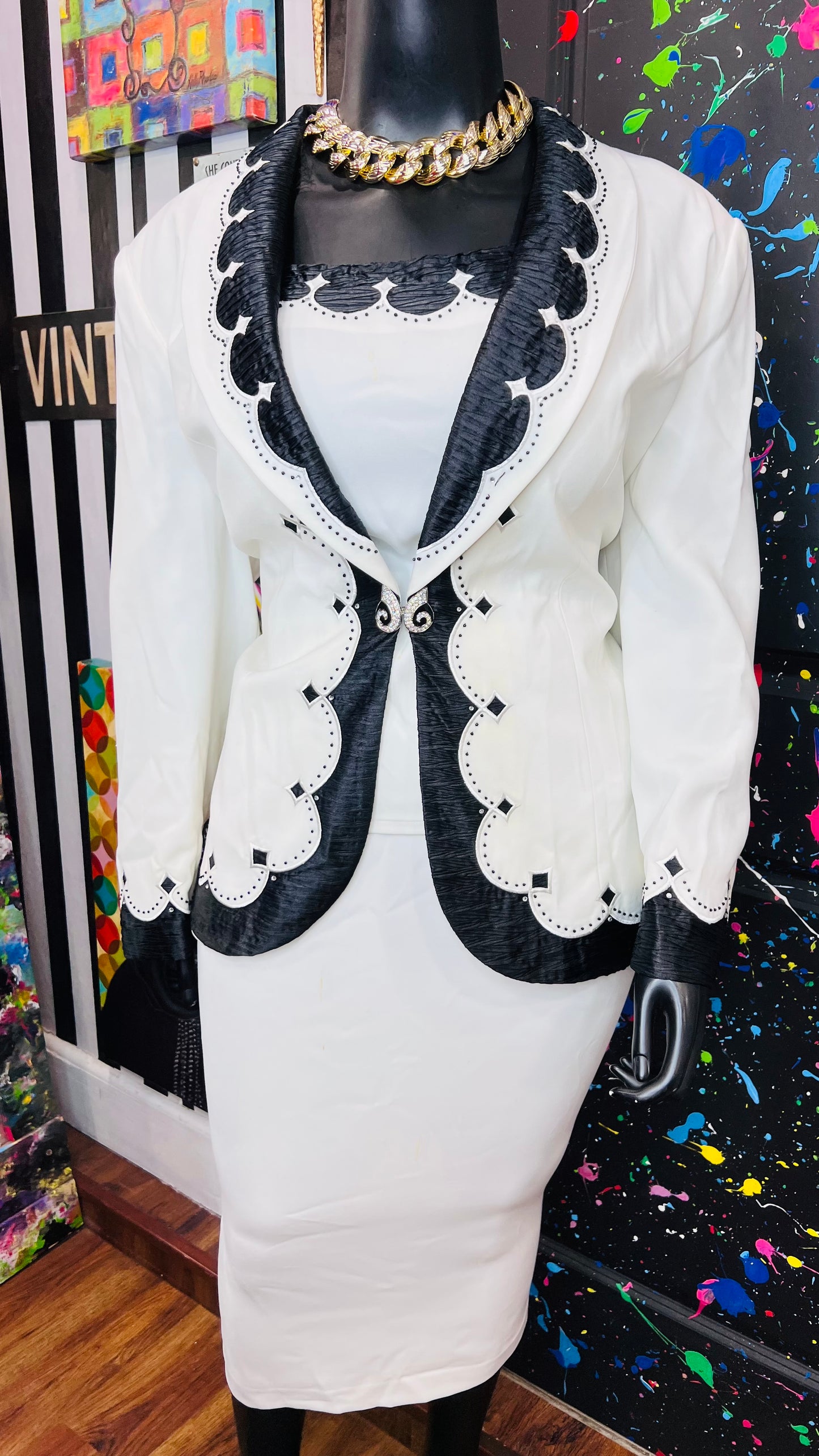 Vintage Black & White Skirt Set (22)