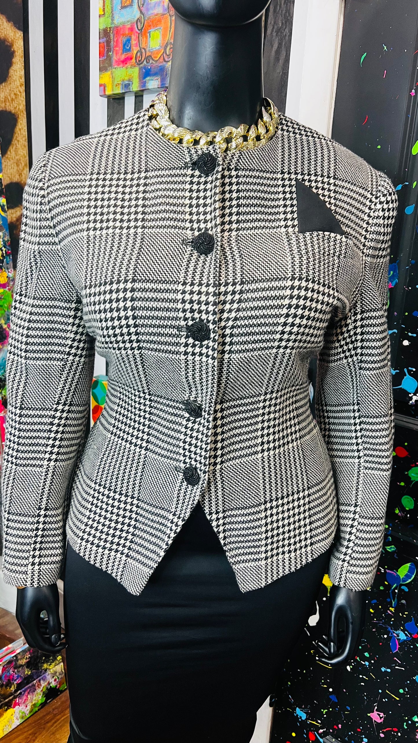 Vintage Black & White Cropped Blazer (18W)