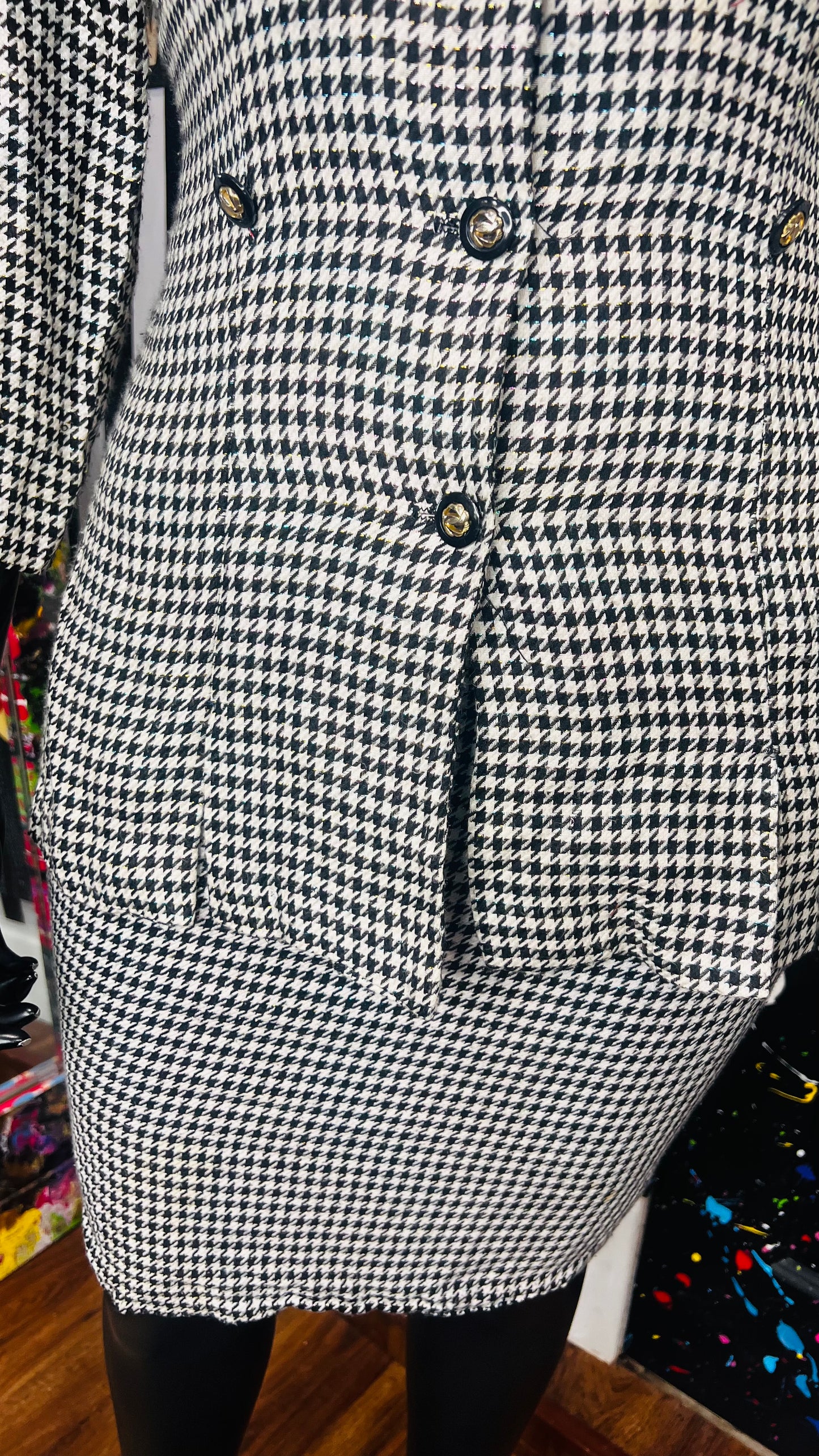 Vintage Sparkle & Lace Houndstooth Skirt Suit (18)
