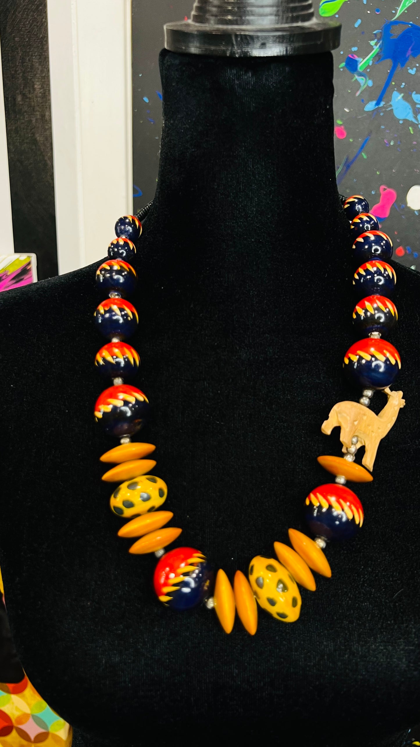 Vintage Traditional African Wooden Necklace