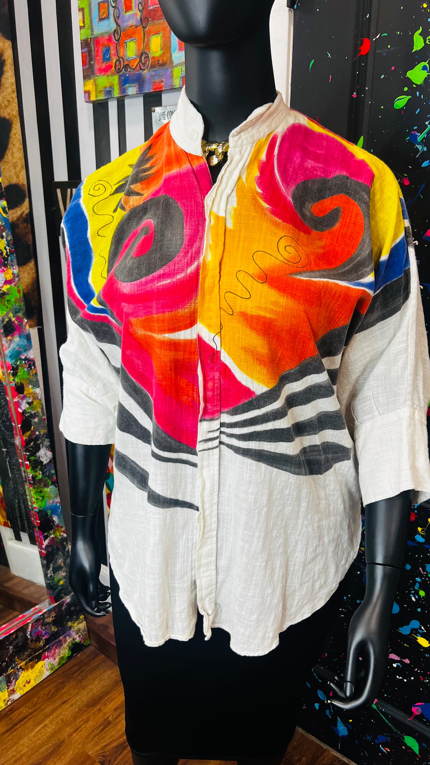 Abstract Print Linen Blouse (16)