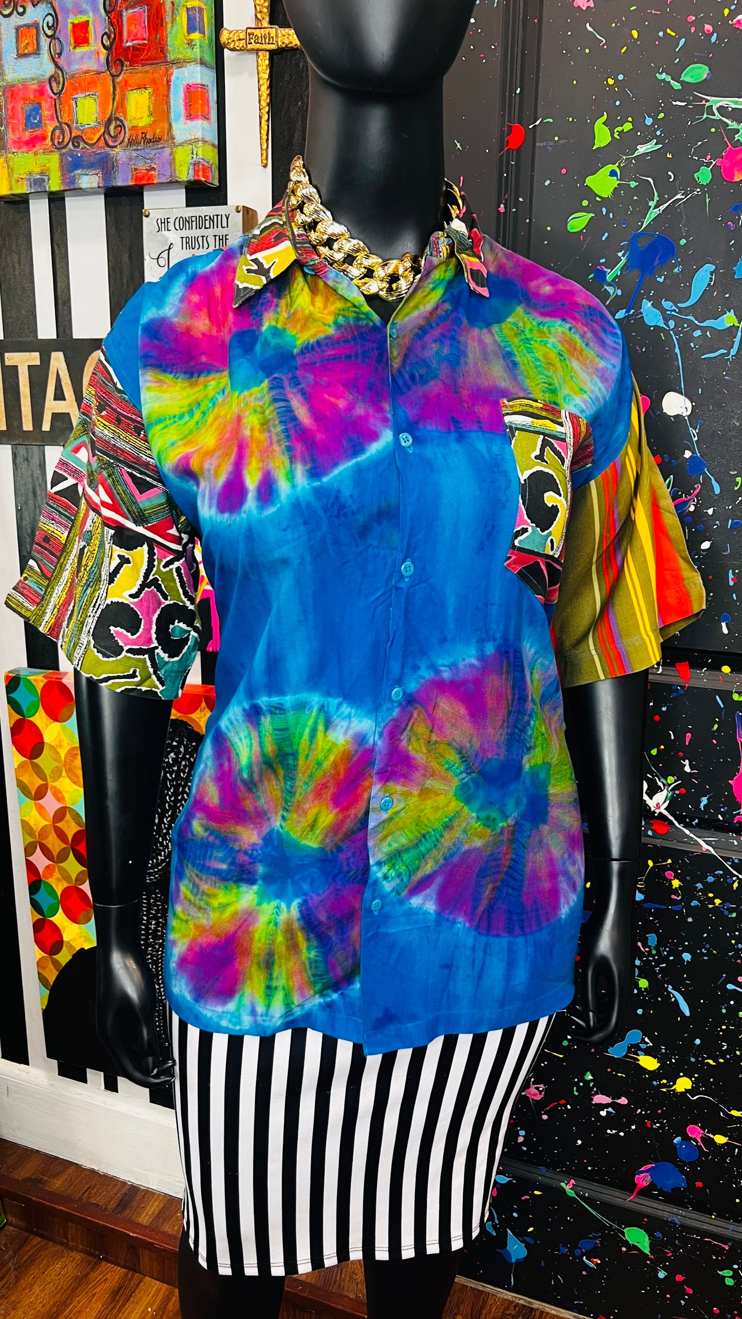 Vintage Abstract Mix Print Blouse (18)