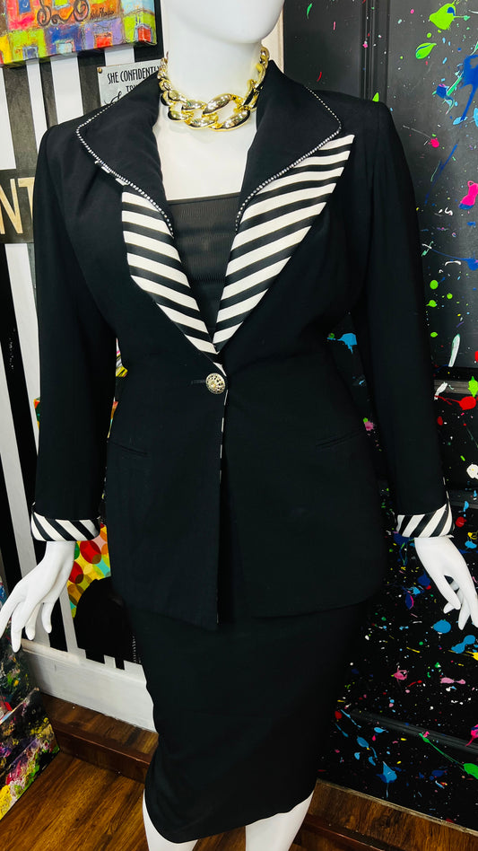 Vintage Black & Zebra Print Skirt Suit (16)