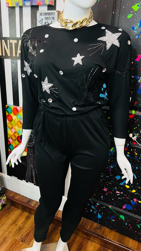 Vintage Cotton ‘Stars’ Jumpsuit- Has Stretch (14)