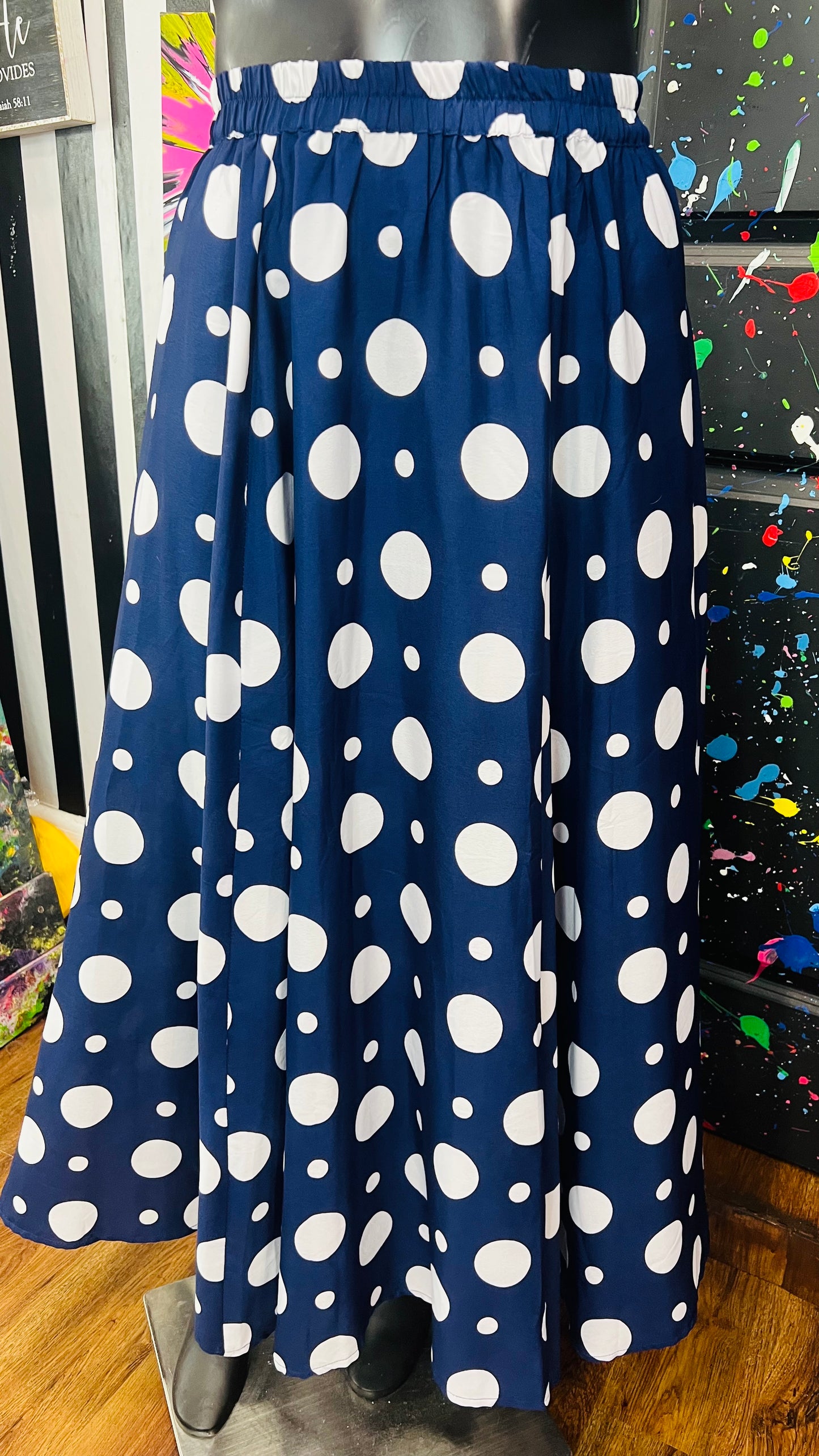Navy Blue & White Polka Dot Skirt (22/24)