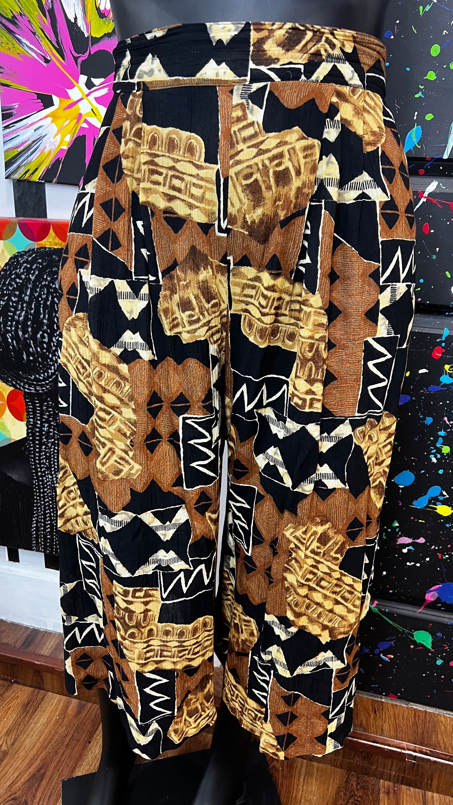 Vintage Tribal Print Wide Leg Culotte/ Gauchos (24)