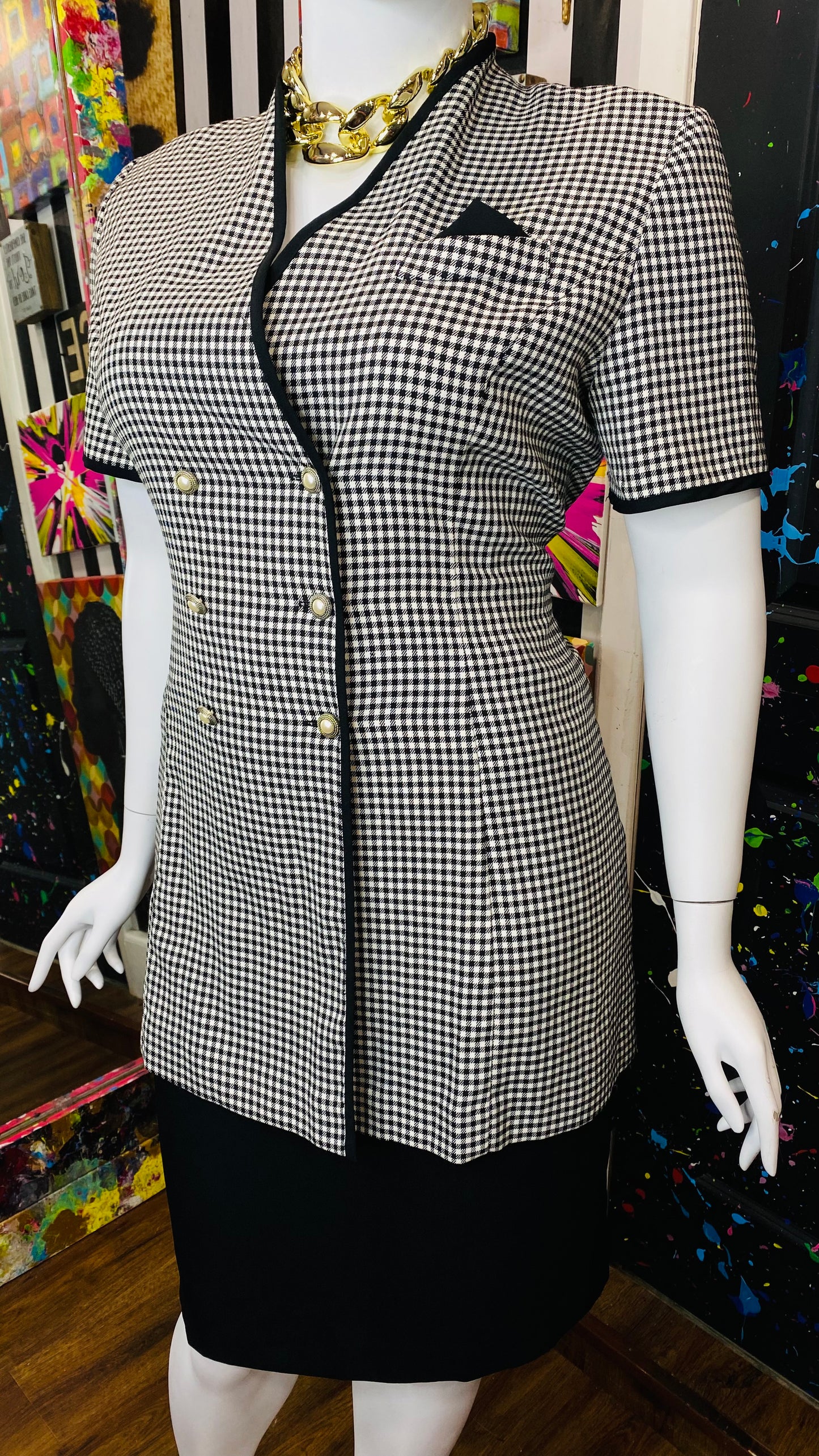 Vintage Black & White Houndstooth Dress (18)