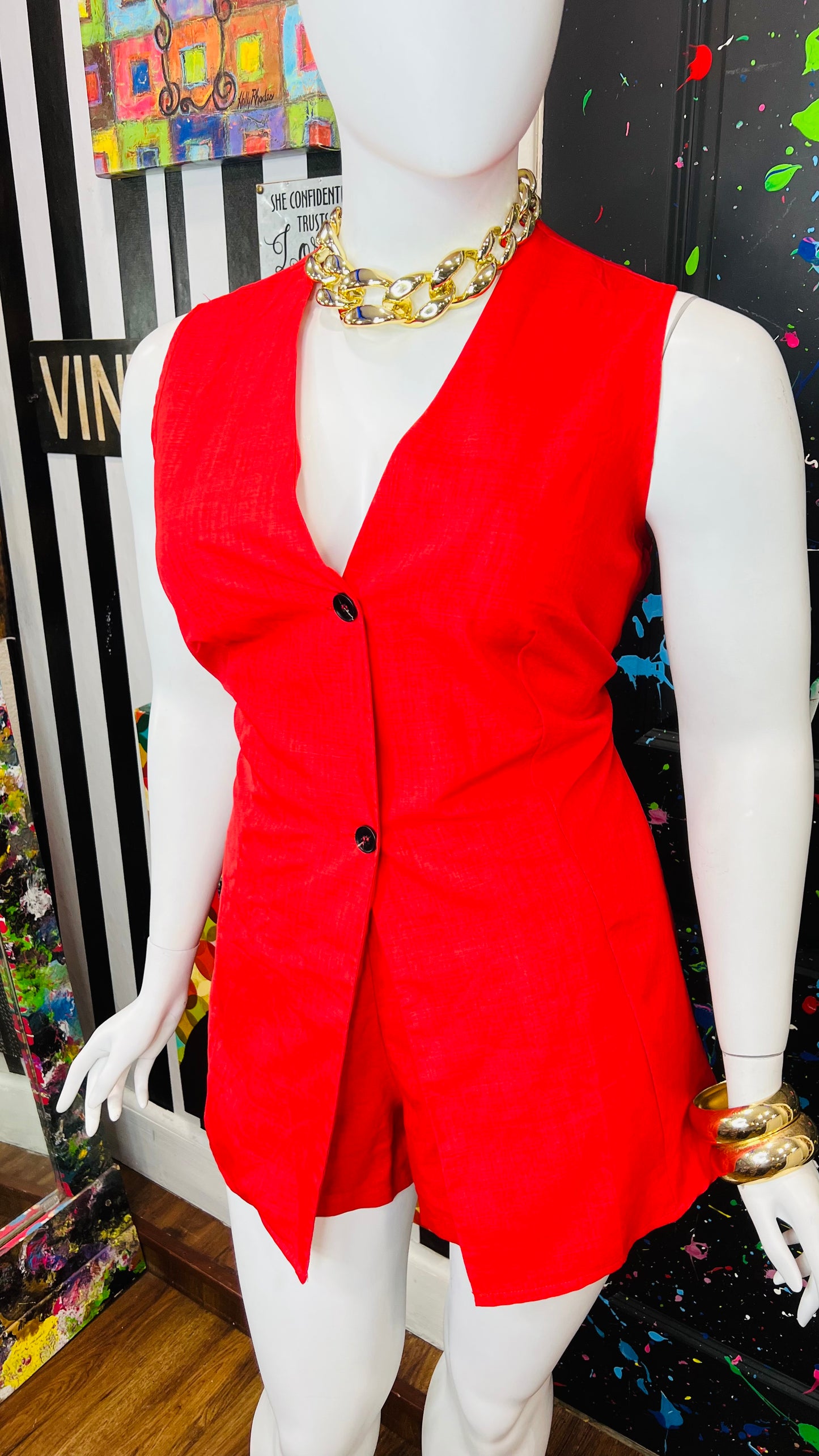 Red Vest & Shorts Set (16)