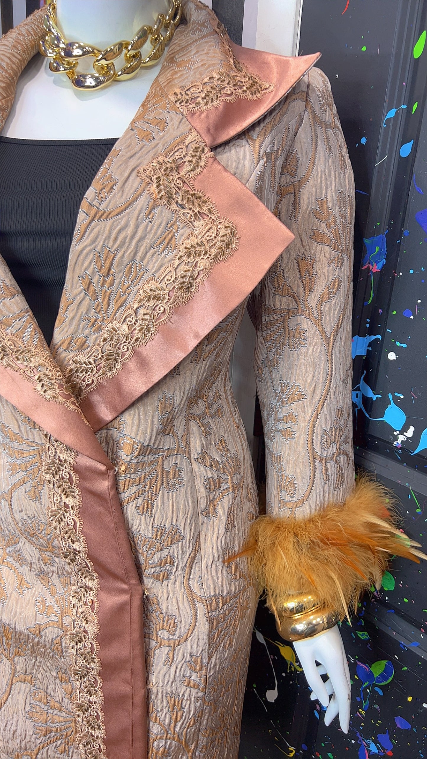 Vintage Long Statement Couture Blazer w/ Faux Fur (16)
