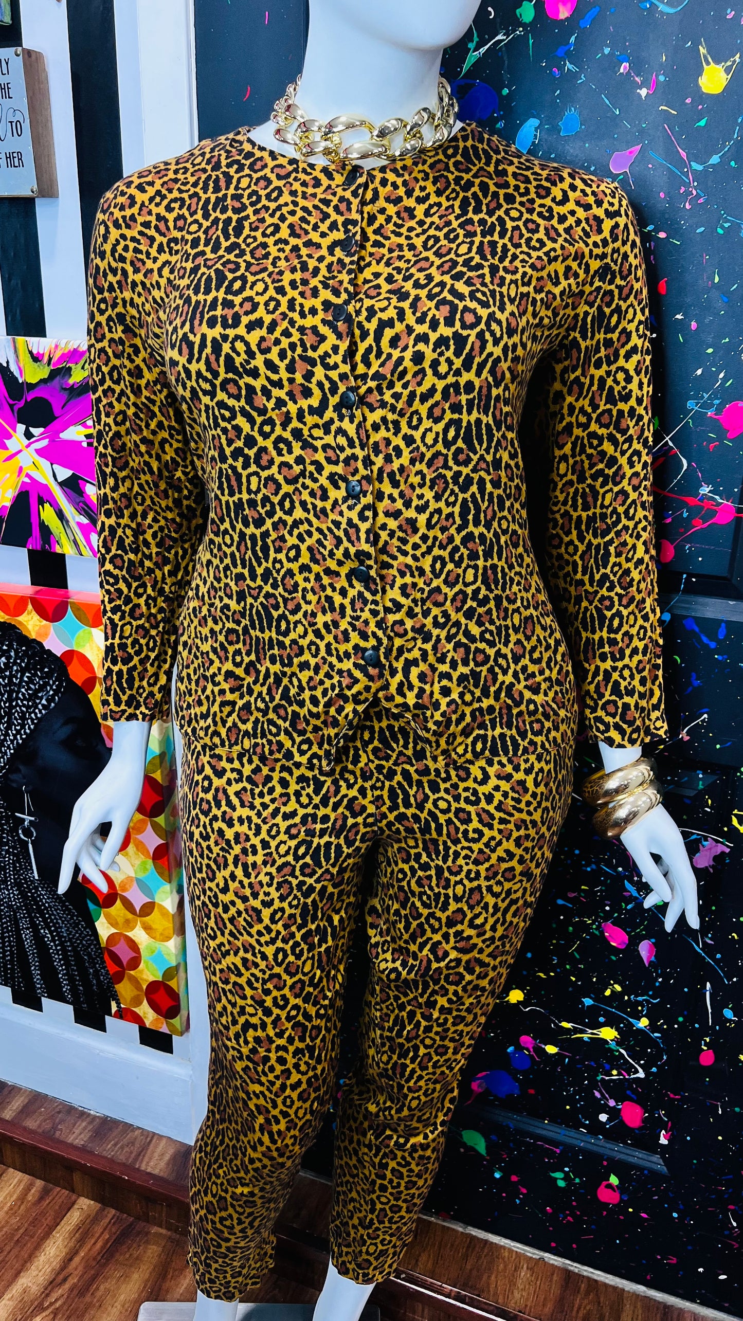 Vintage Rayon Cheetah Pants Set (18)