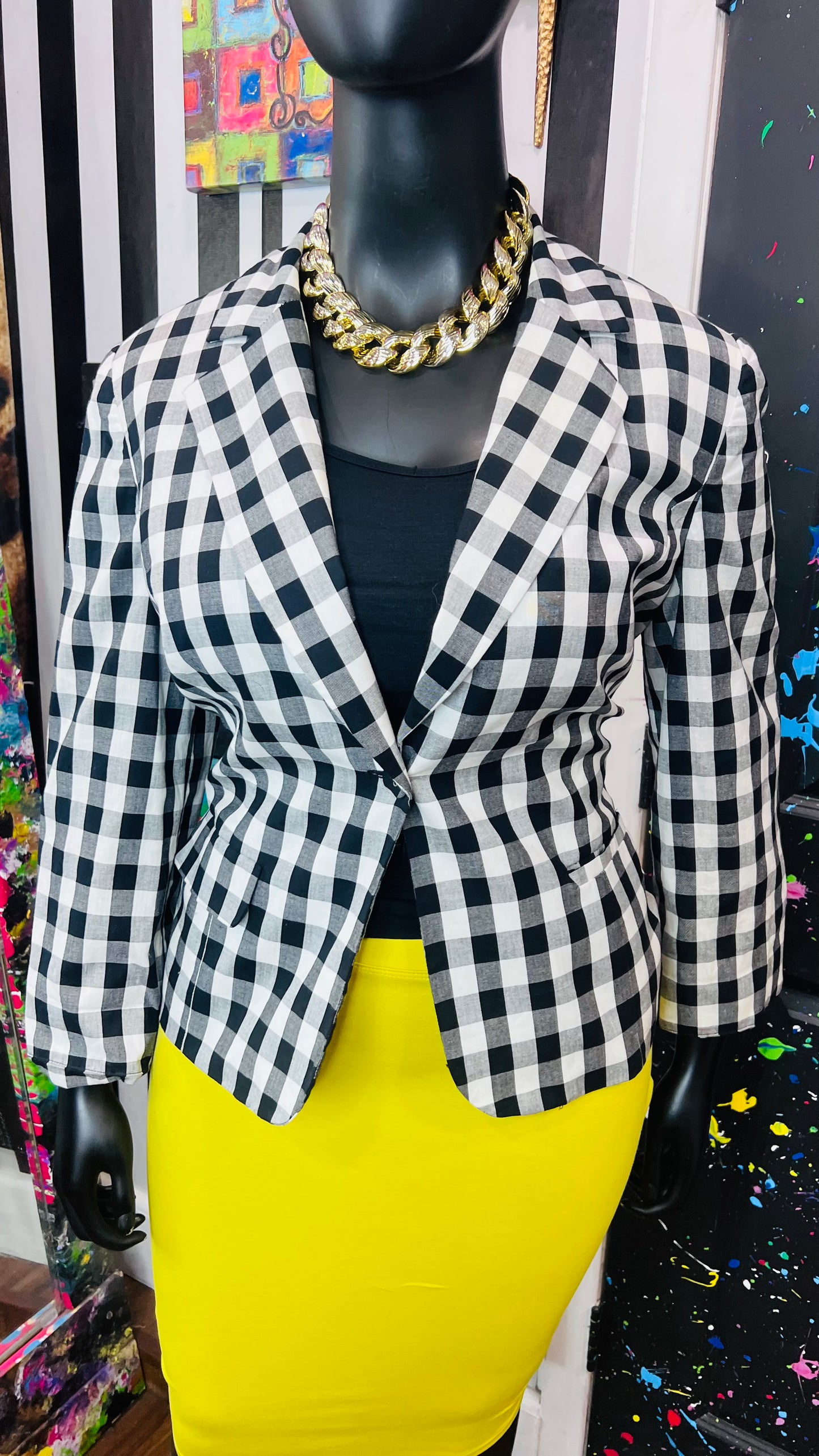 Vintage Checkered Black & White Blazer (18)