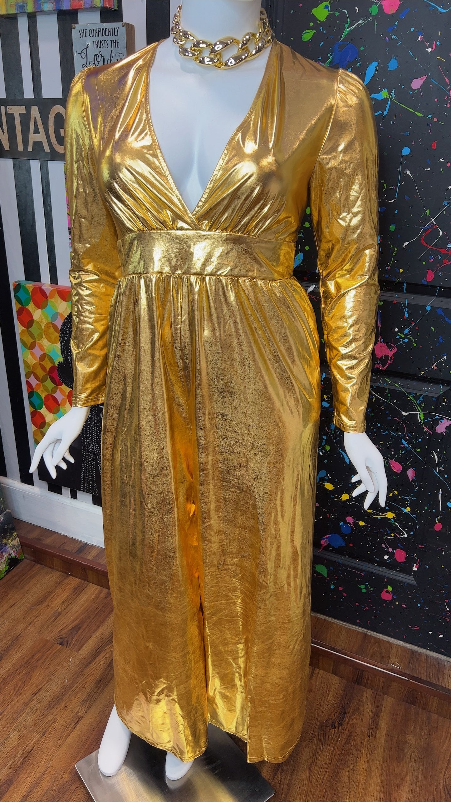 Metallic Gold Jumpsuit New W/Tags (14)