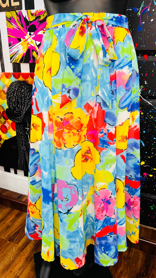 Watercolor Print Skirt (18)