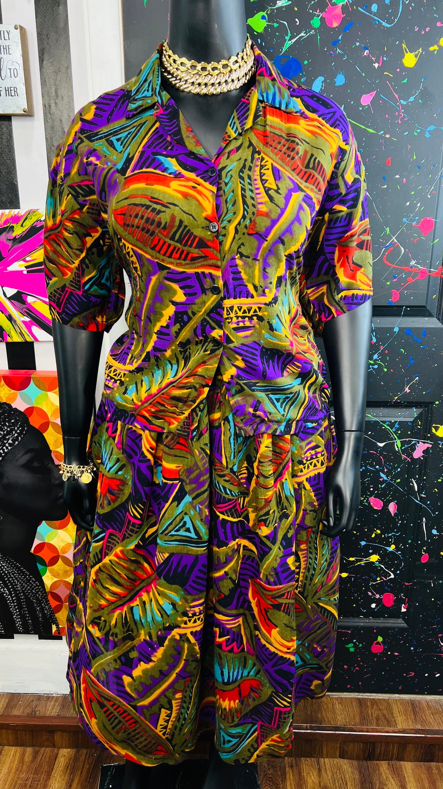 Vintage 90’s Rayon Skirt Set (20)