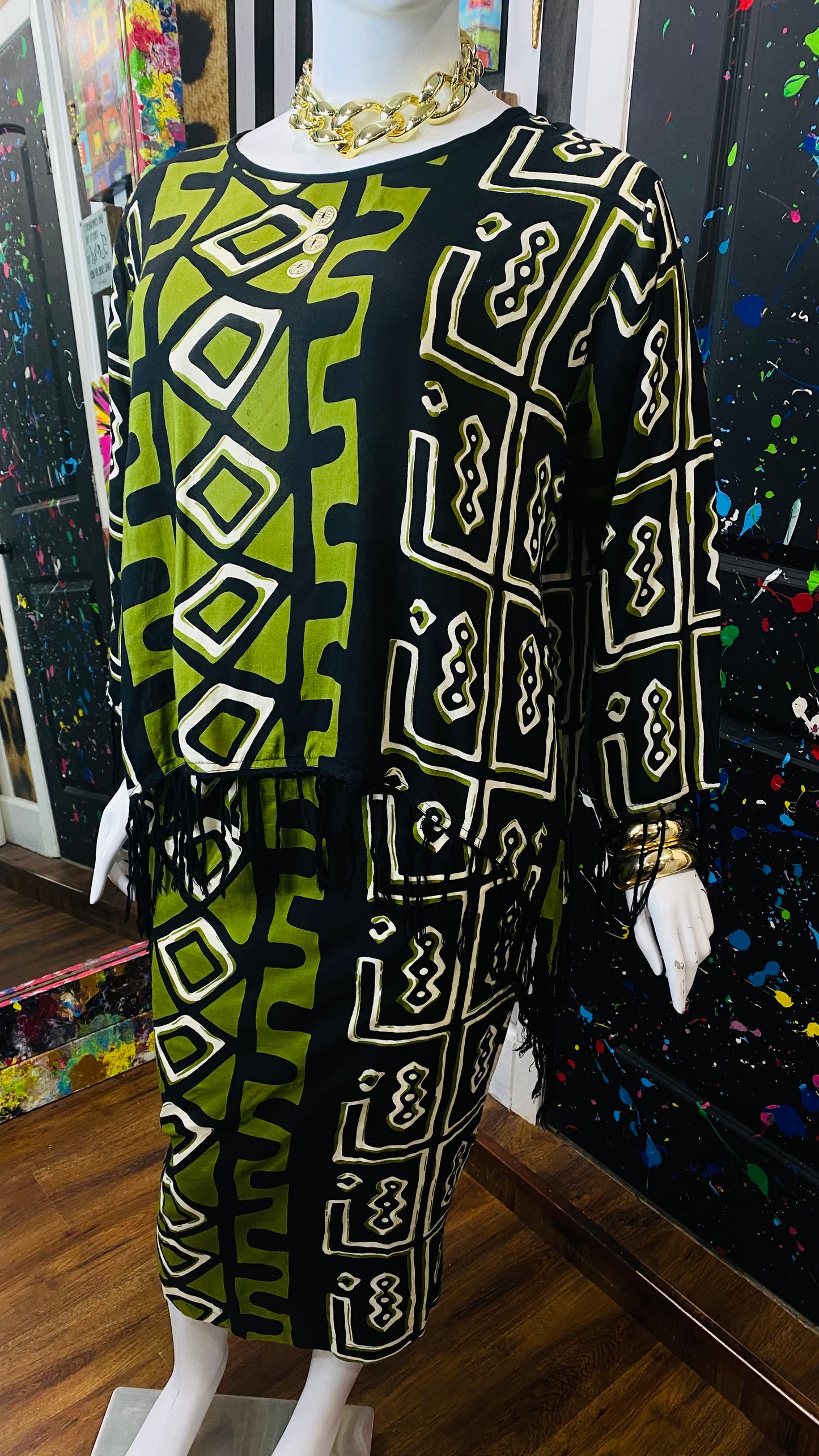 Vintage Rayon Traditional African Skirt Set (20/22)