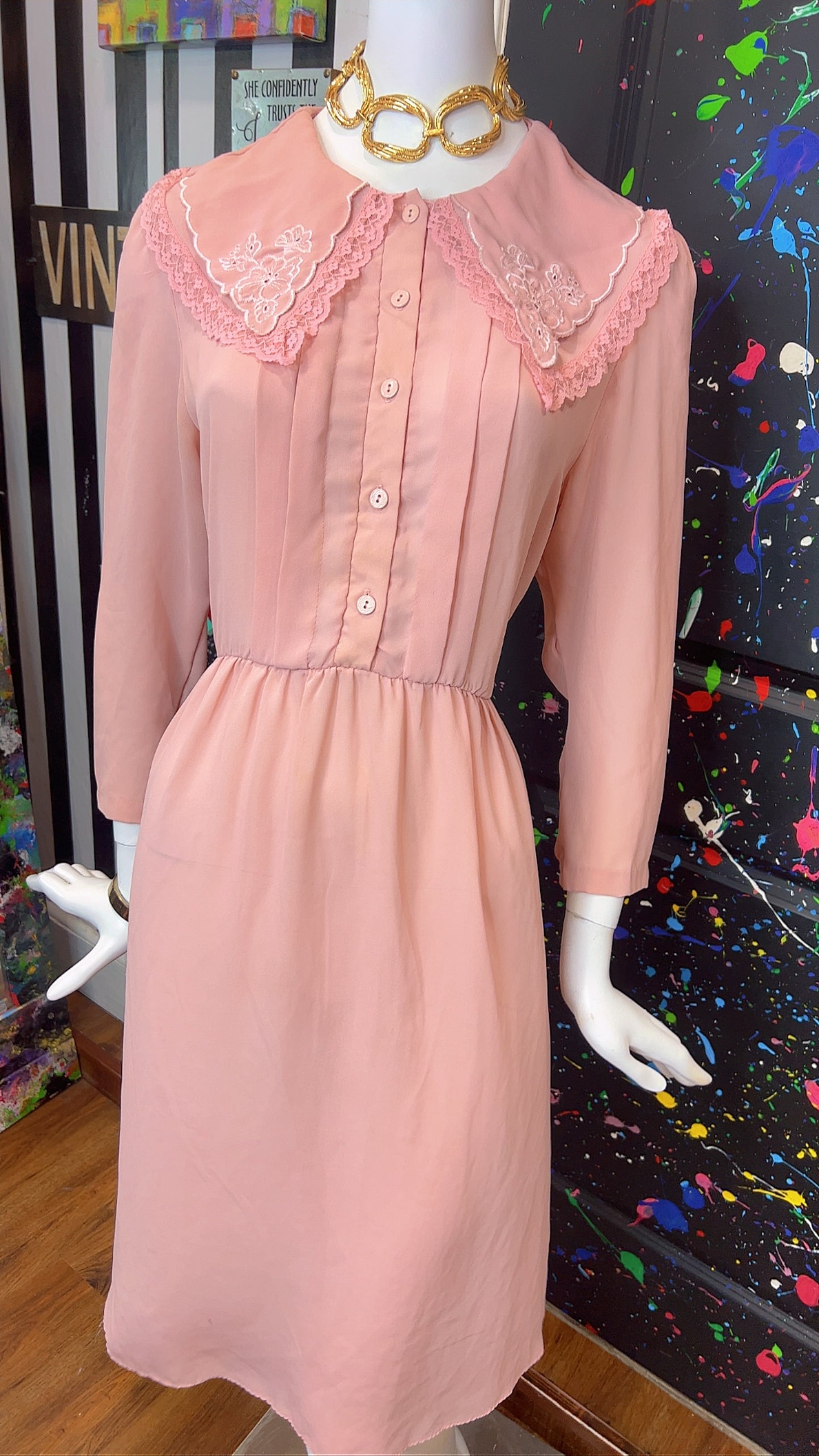 Vintage Blush Pink Dress (14)