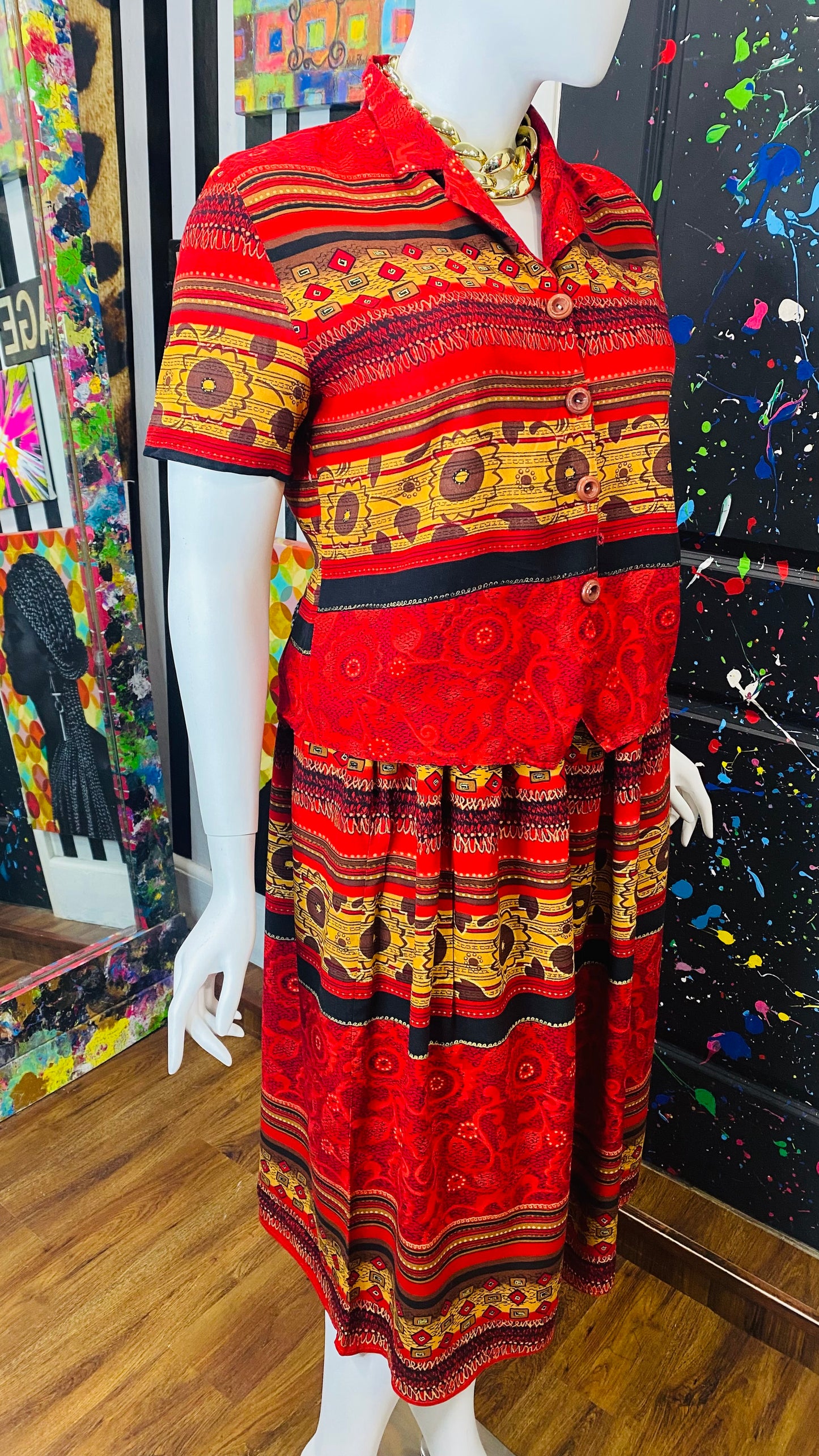 Vintage Tribal Print Skirt Set (14)