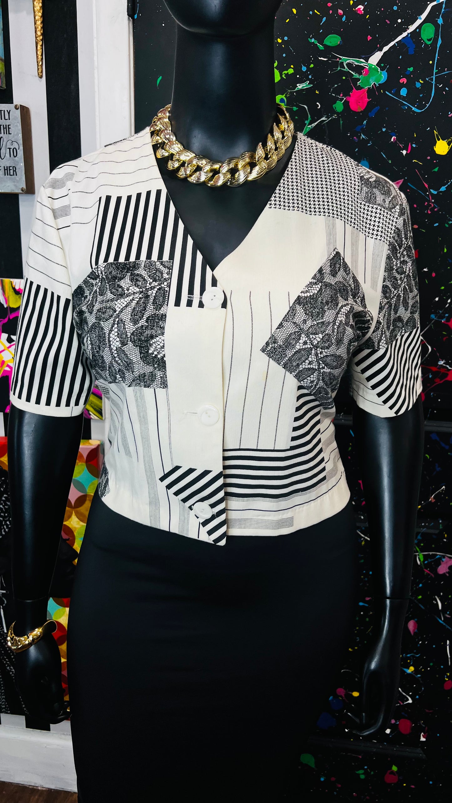 Vintage Cropped Piano Blouse (14)