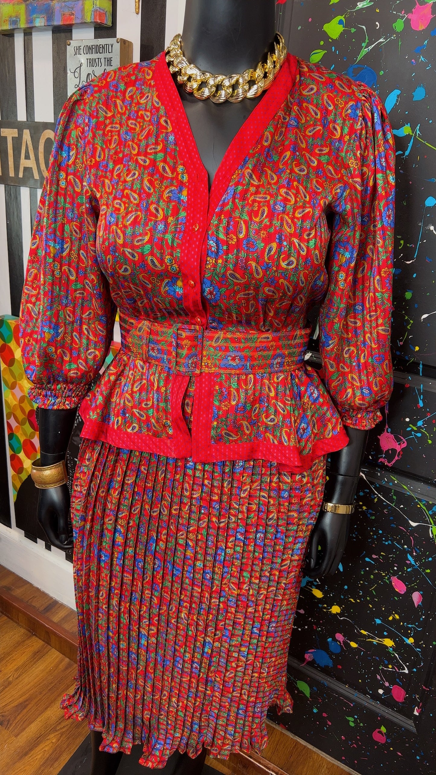 Vintage Diane Freis Skirt Set w/ Belt (14)