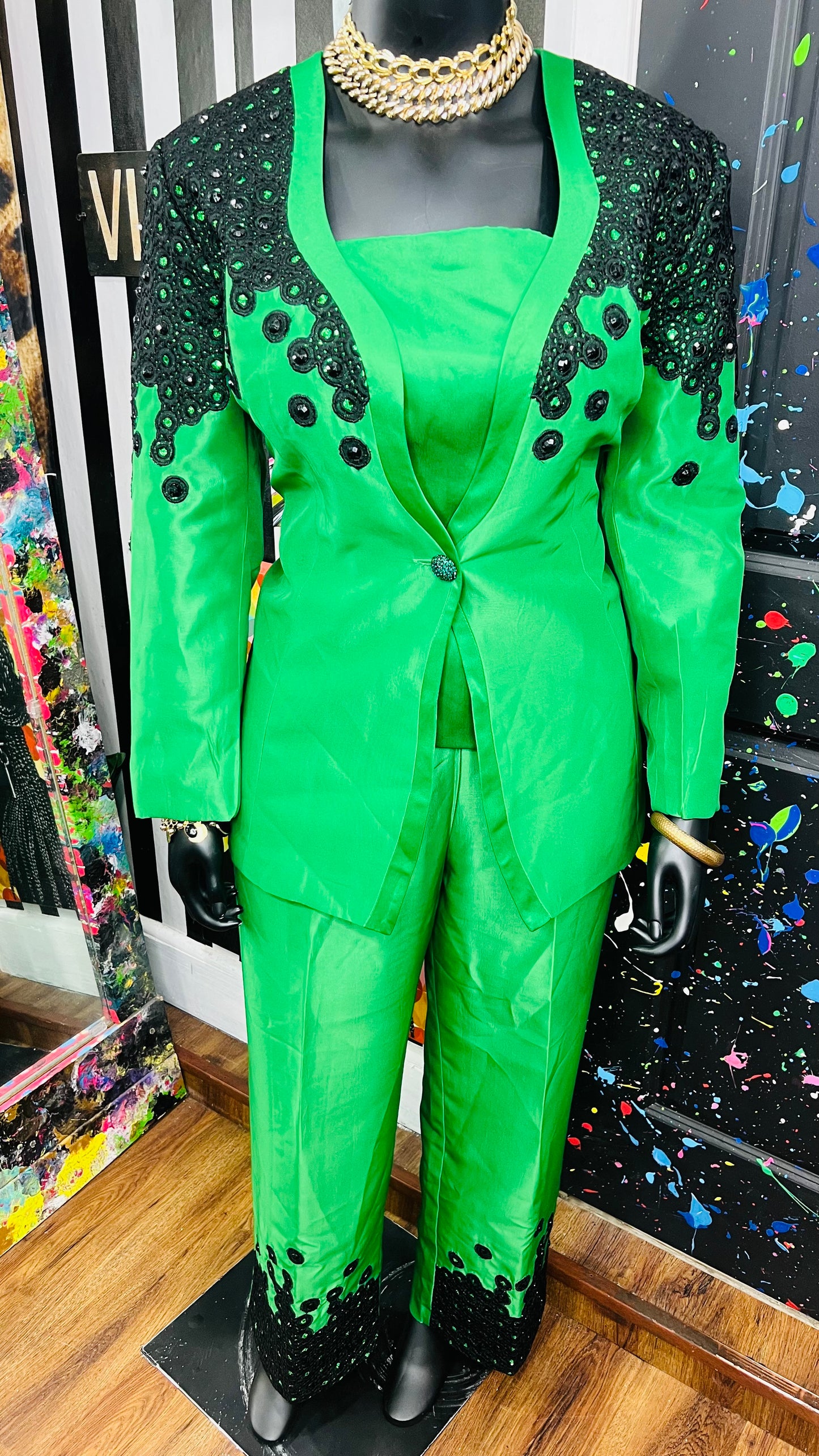 Vintage Green & Black Suit (22)