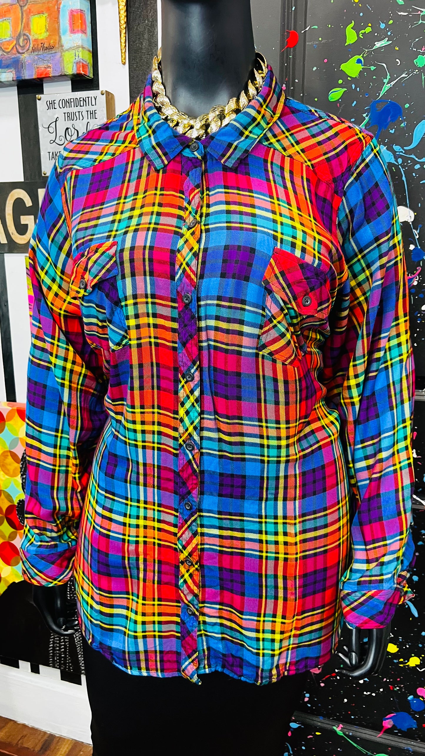 Torrid Rainbow Plaid Blouse (24)