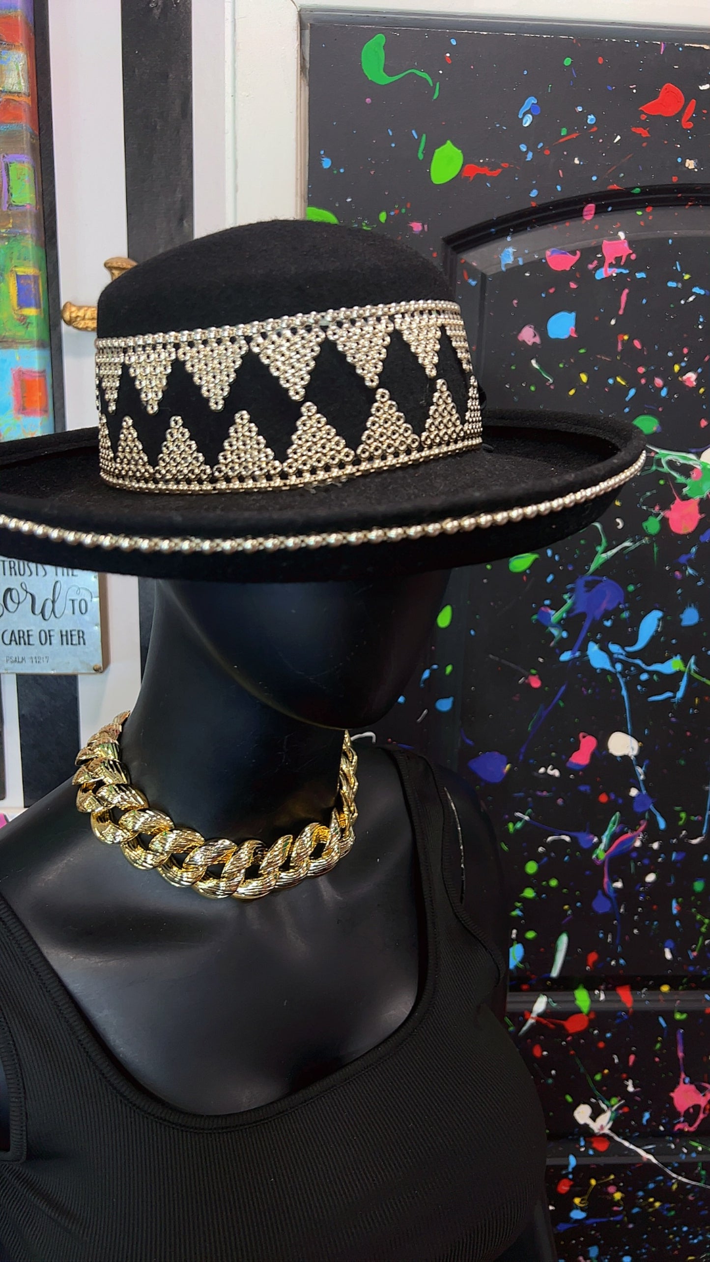 Vintage Silver & Black Hat
