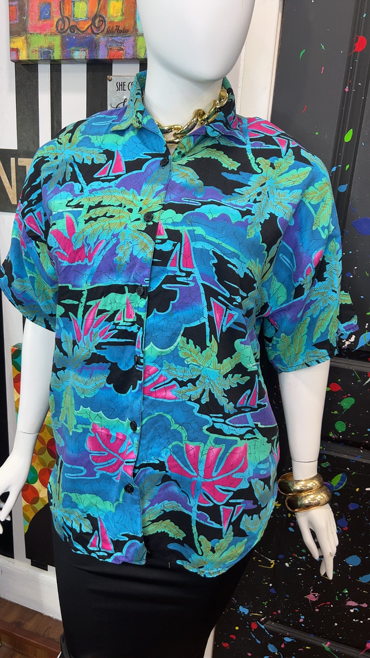 Vintage Rayon Floral Blouse (22)