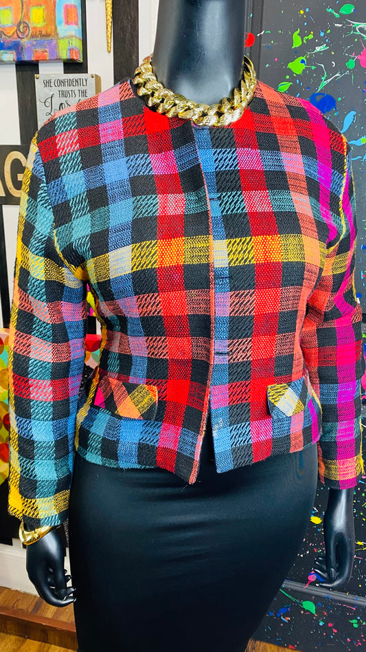 Vintage Carole Little Rainbow Box Cropped Blazer (14)