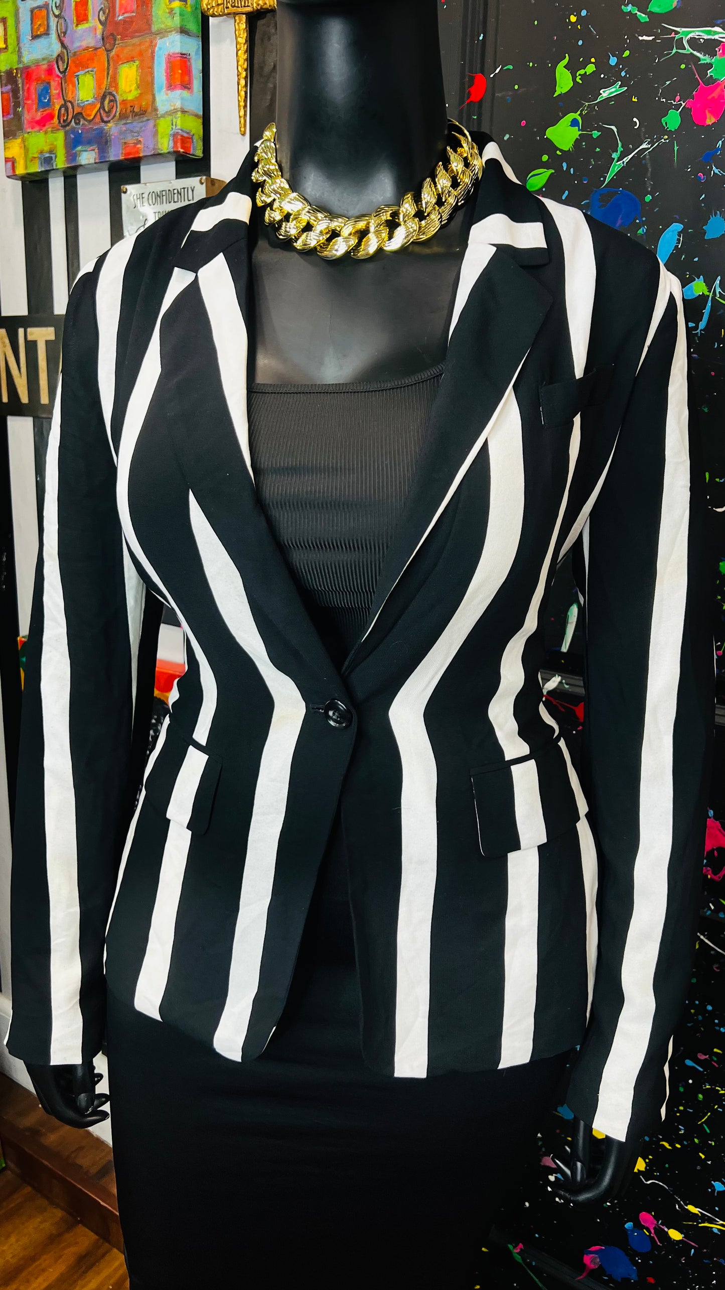 Striped Black & White Blazer (12)