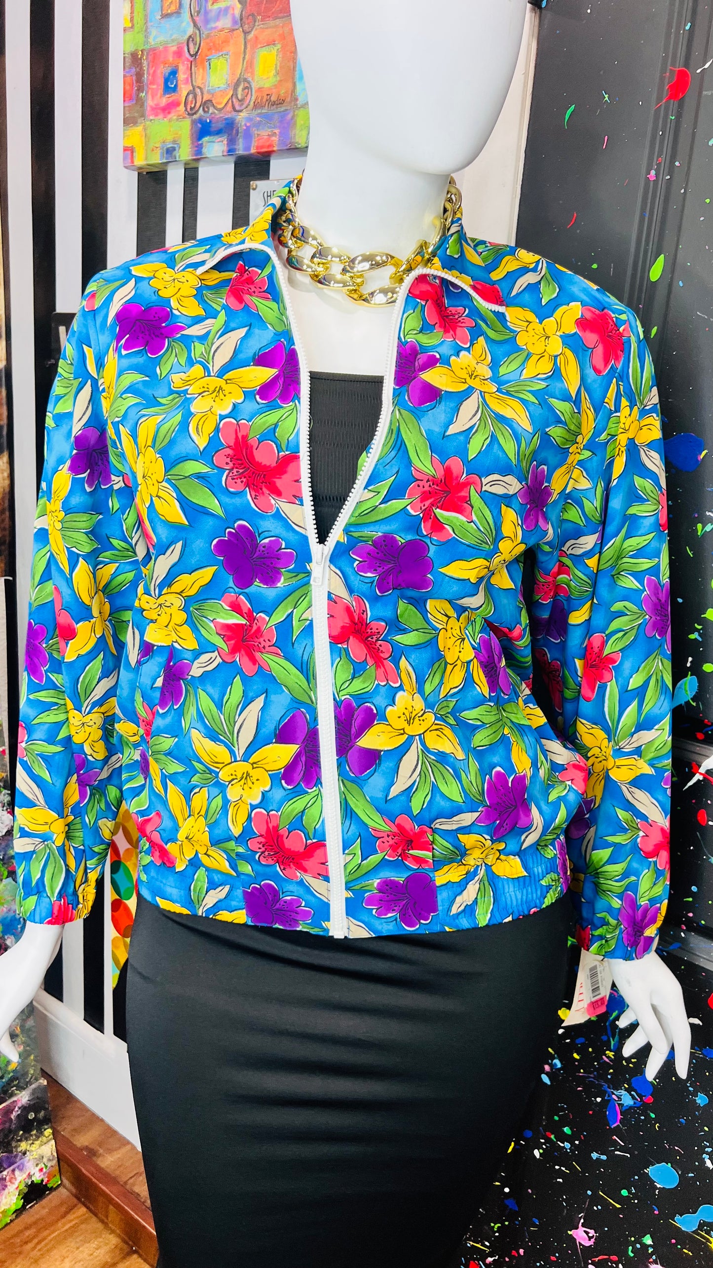 Vintage Deadstock- New w/ Tags Floral Windbreaker Jacket (18)