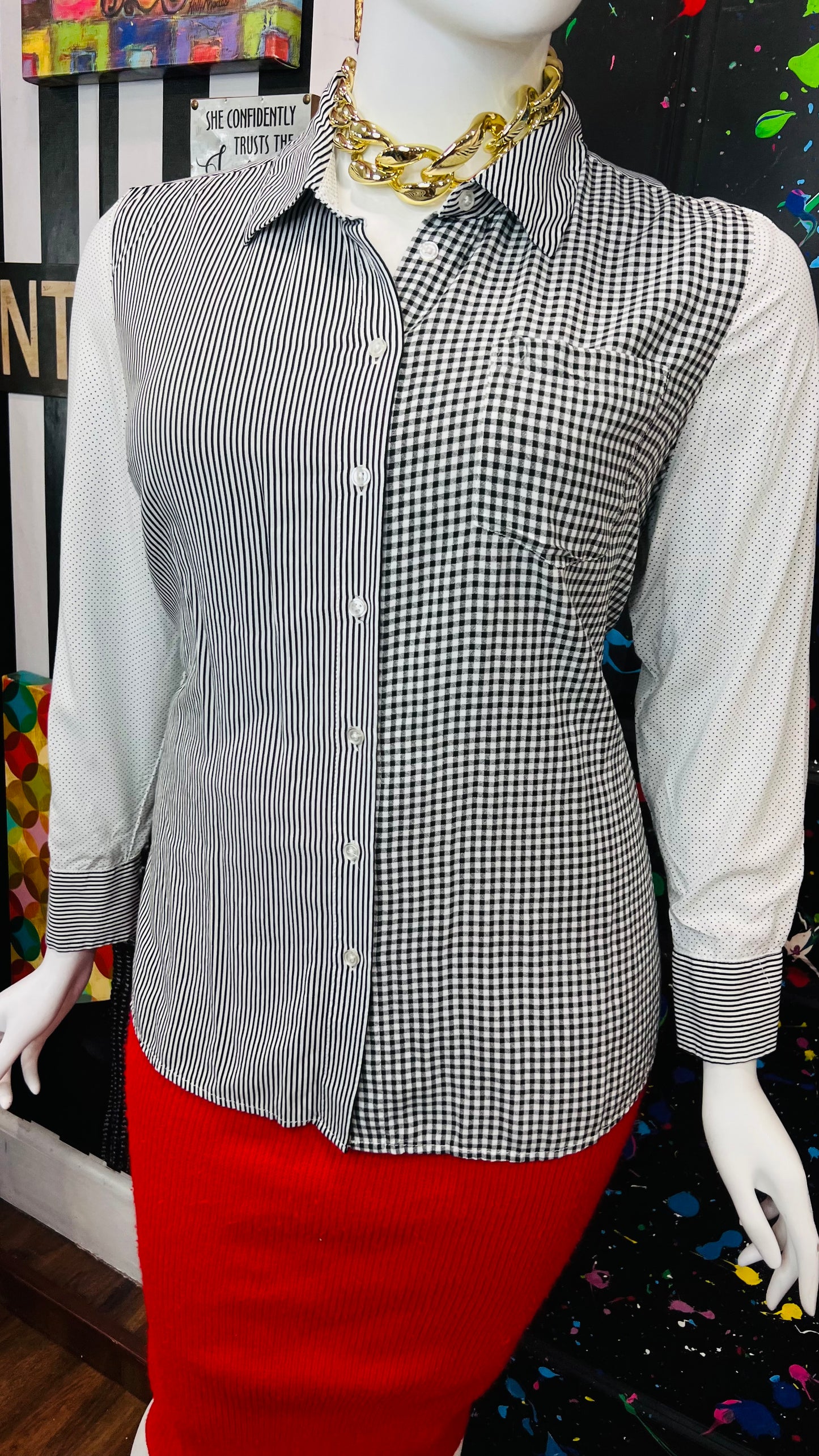 Lane Bryant Mix Black & White Print Blouse (18/20)