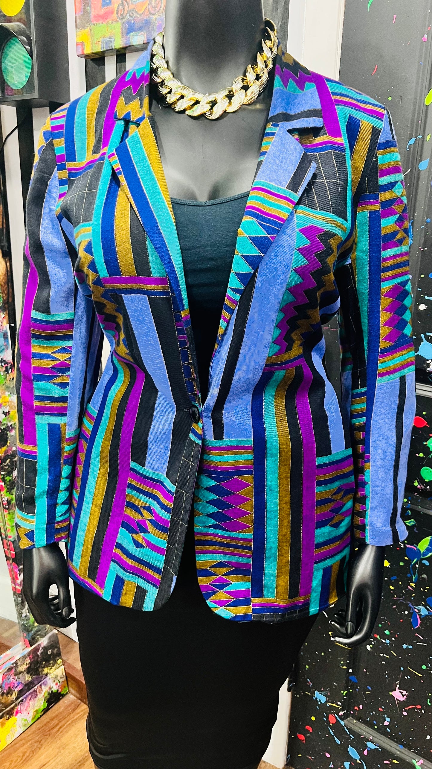 Vintage Tribal Print Blazer (12)
