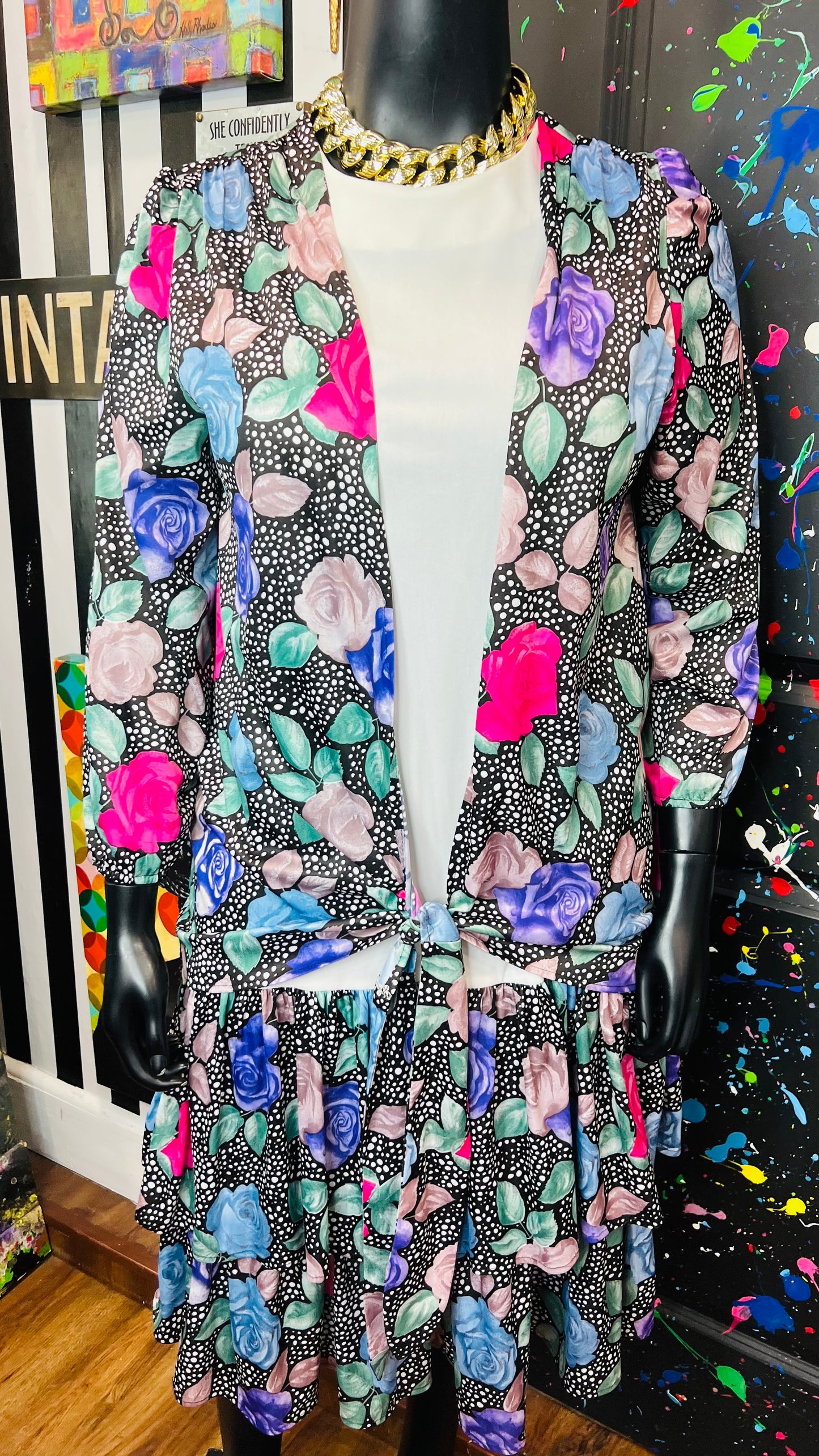 Vintage Polka Dot & Floral Dress (20)