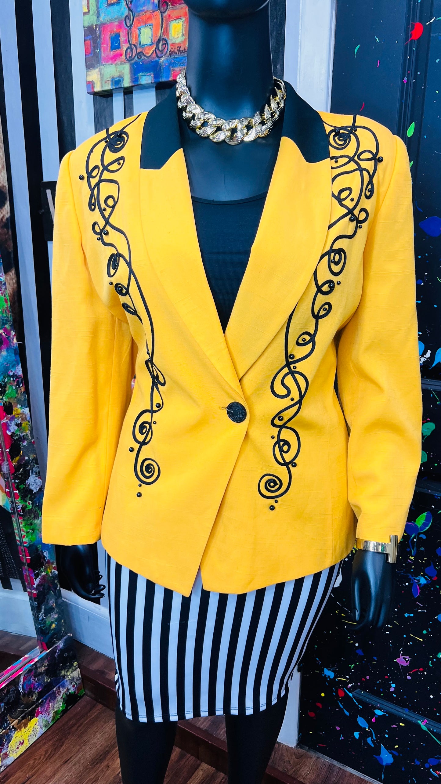 Vintage Yellow & Black Blazer (22)