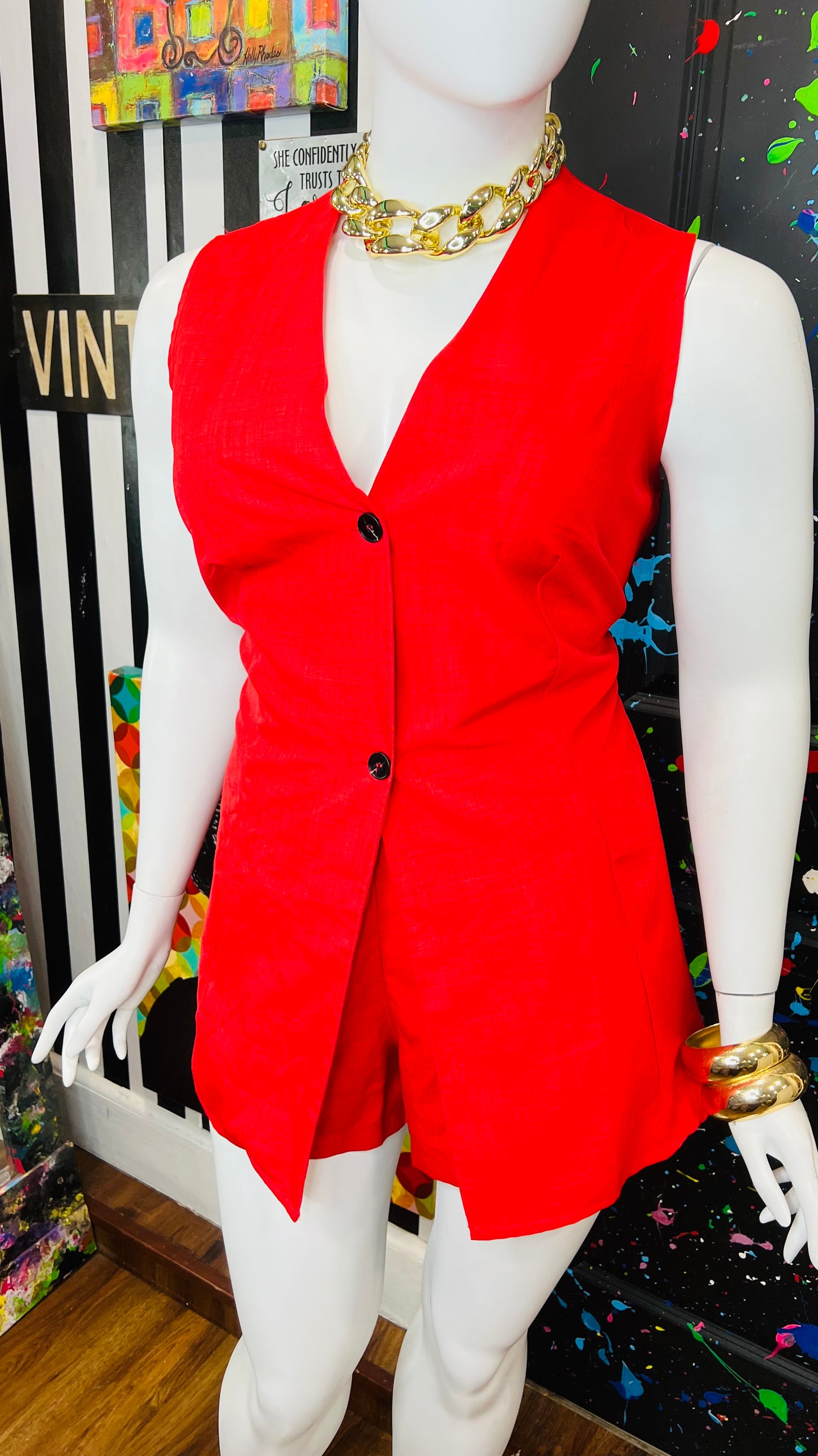 Red Vest & Shorts Set (16)