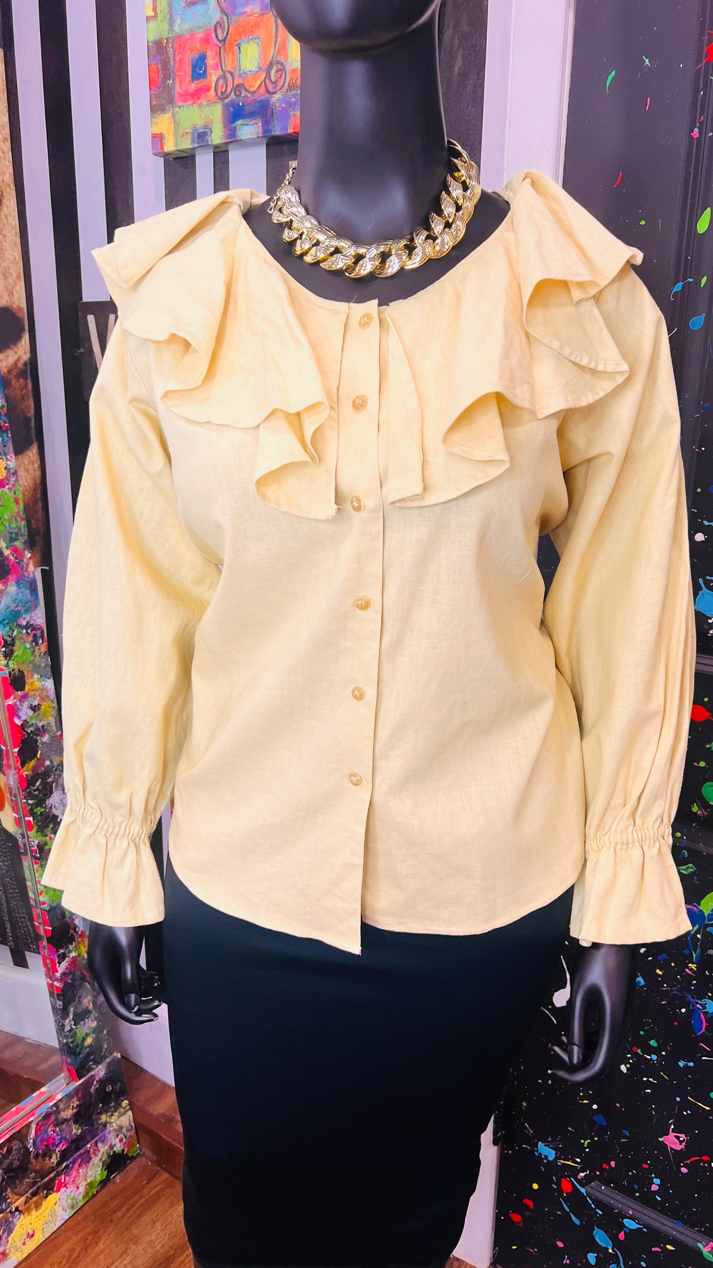 Vintage Pastel Yellow Blouse (22)