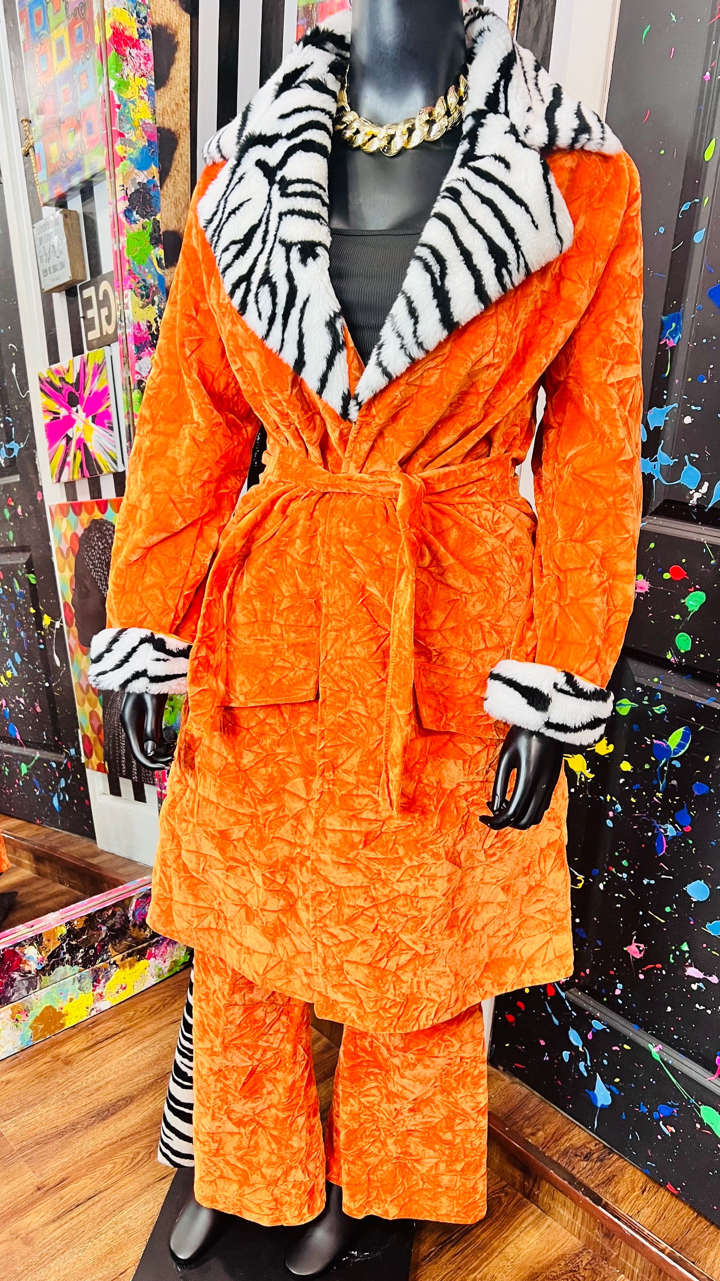 Orange & Zebra Bell Bottom Pants Suit (14)