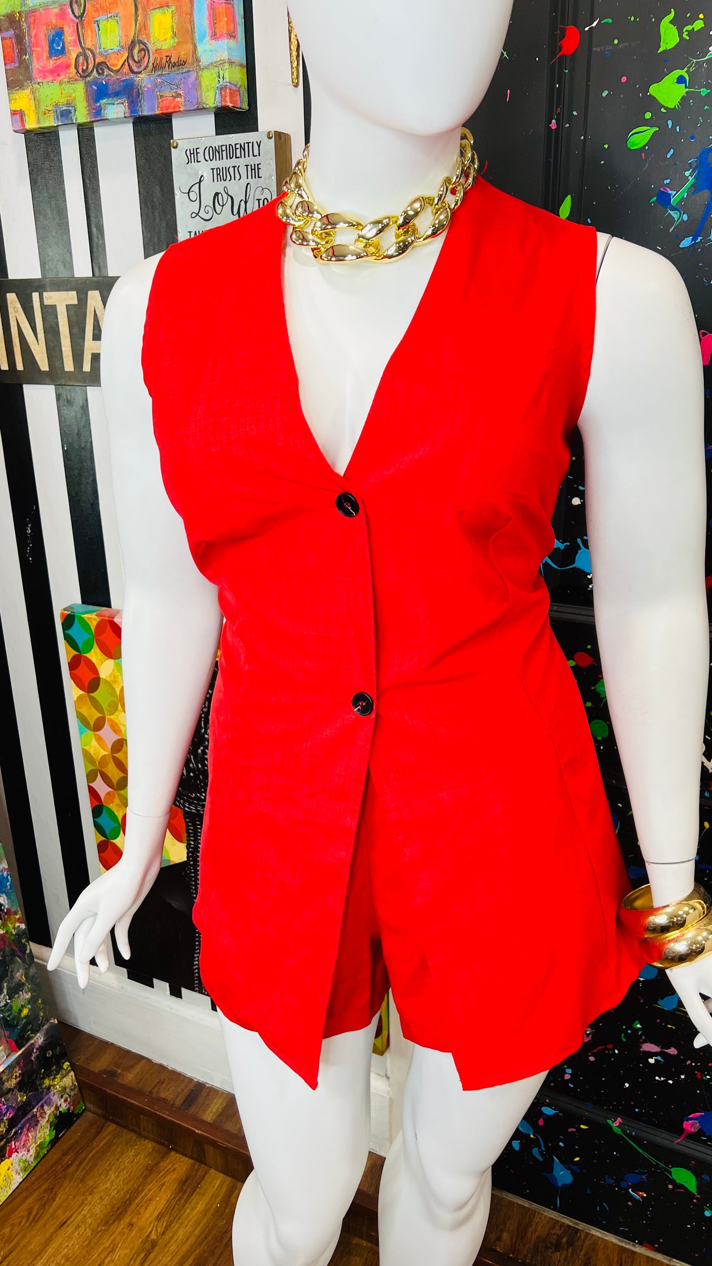 Red Vest & Shorts Set (16)