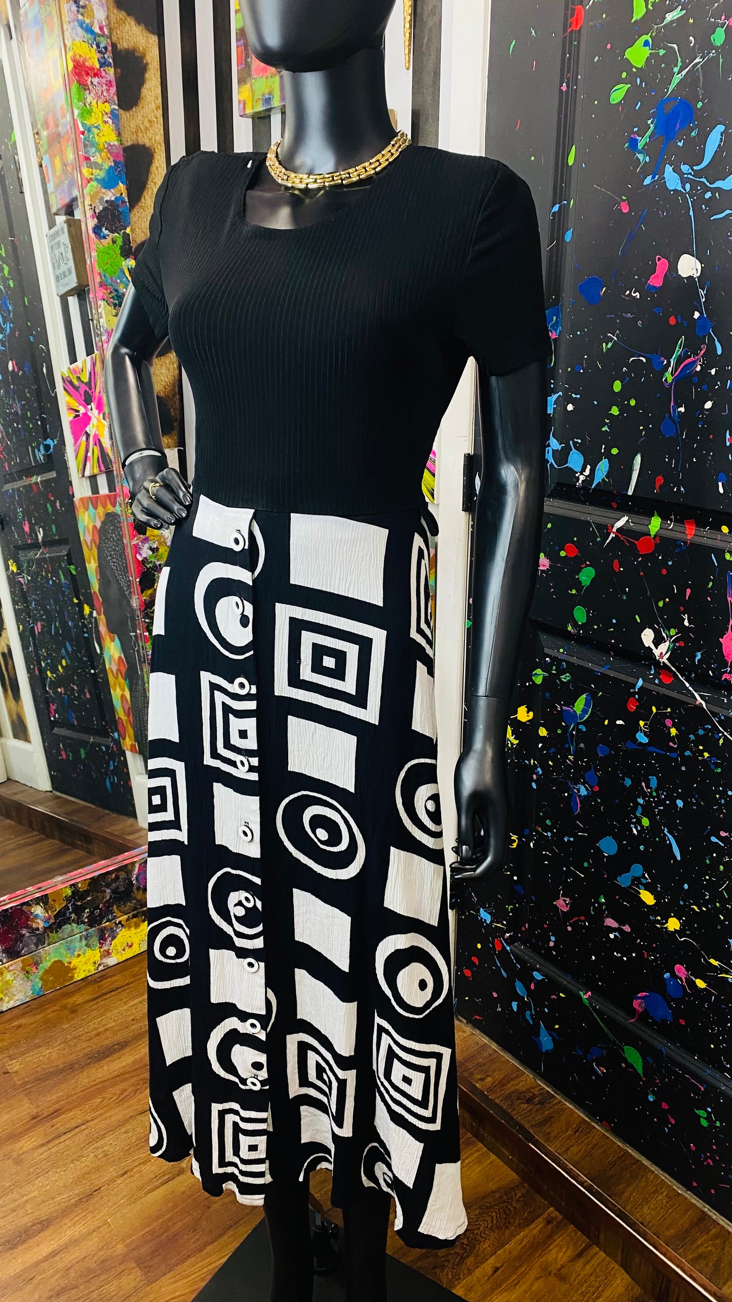 Vintage Cachè Black & White Dress (14)