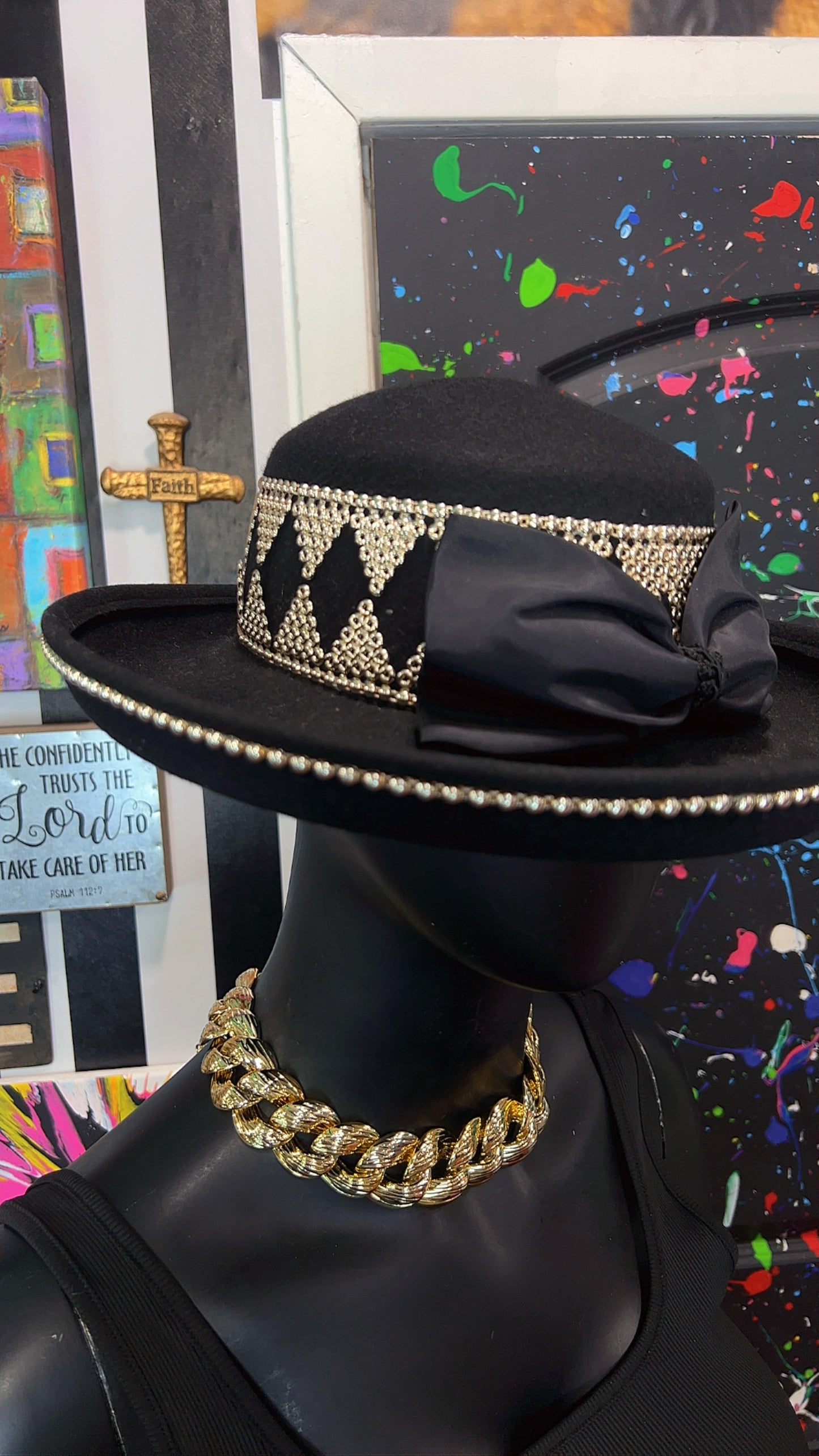 Vintage Silver & Black Hat