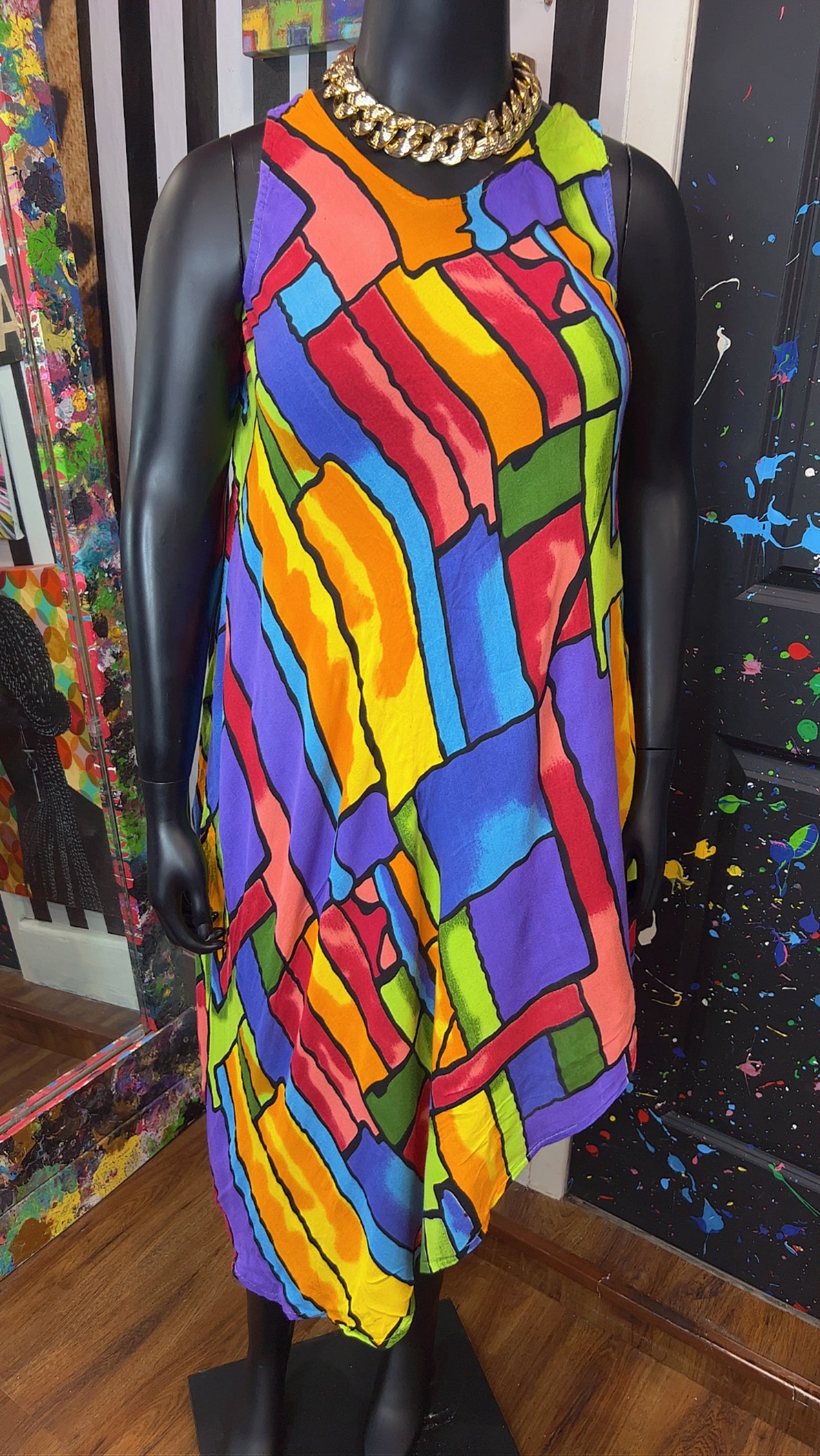 Vintage Rayon Abstact Tunic/Dress (16)