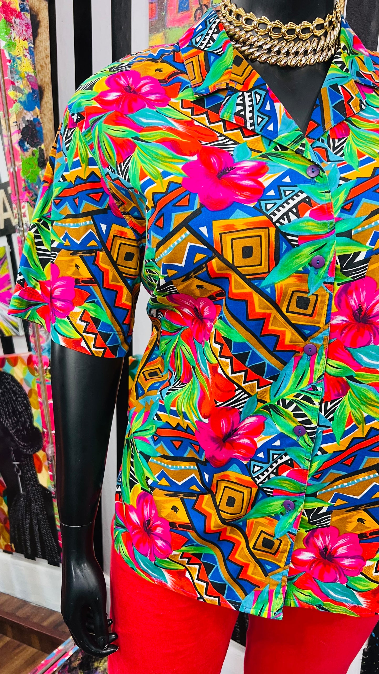 Vintage Abstract Cotton Blouse (22)