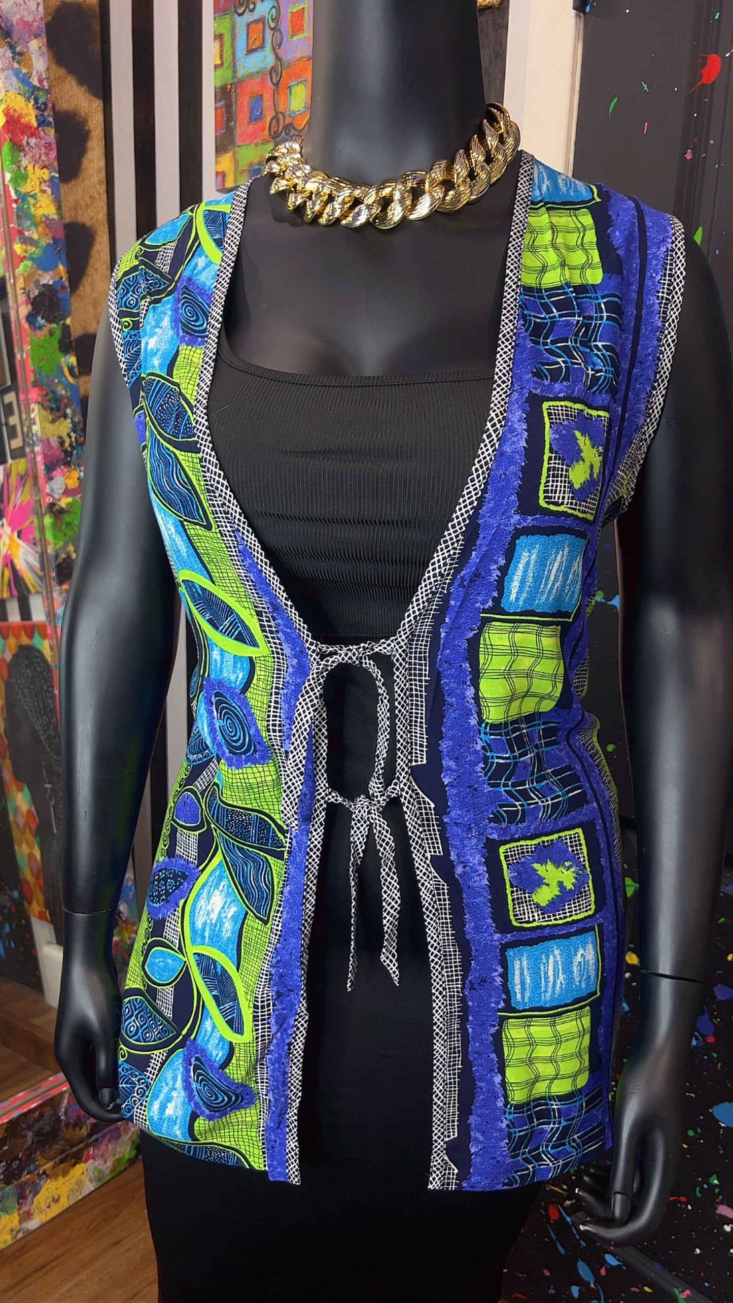 Vintage Rayon Abstract 90’s Vest (22)