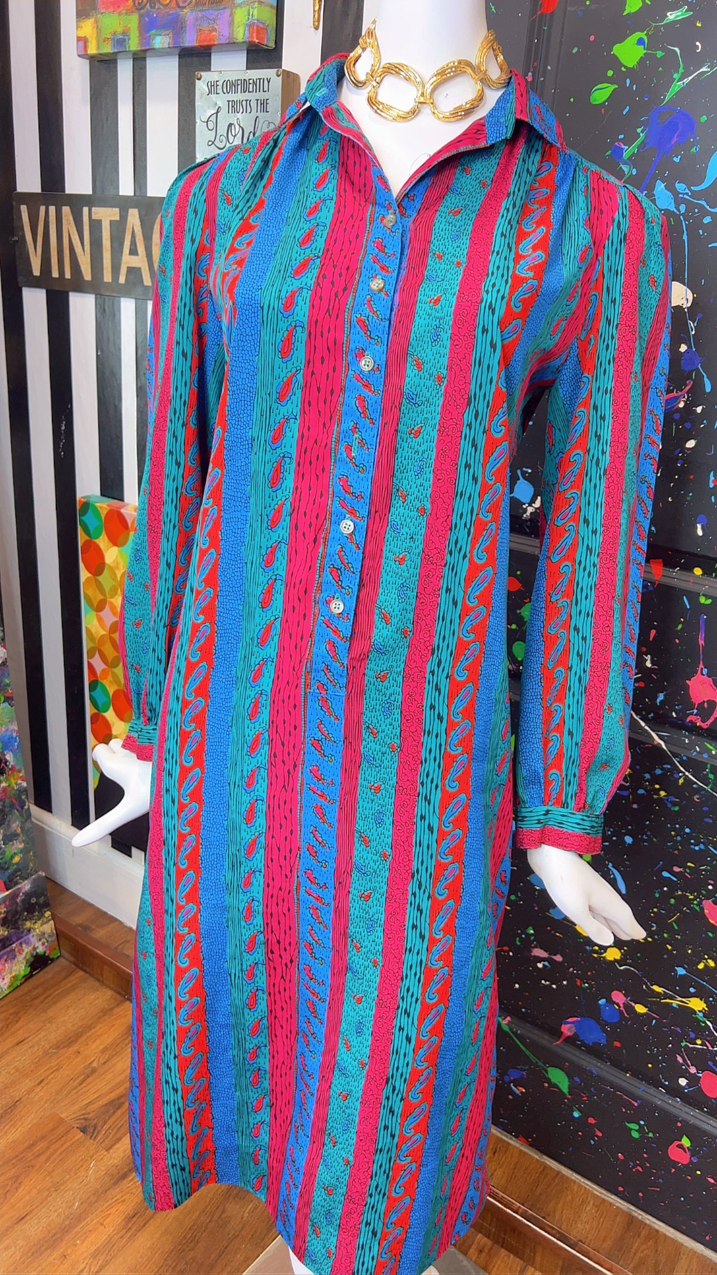 Vintage Paisley Print Dress (14)